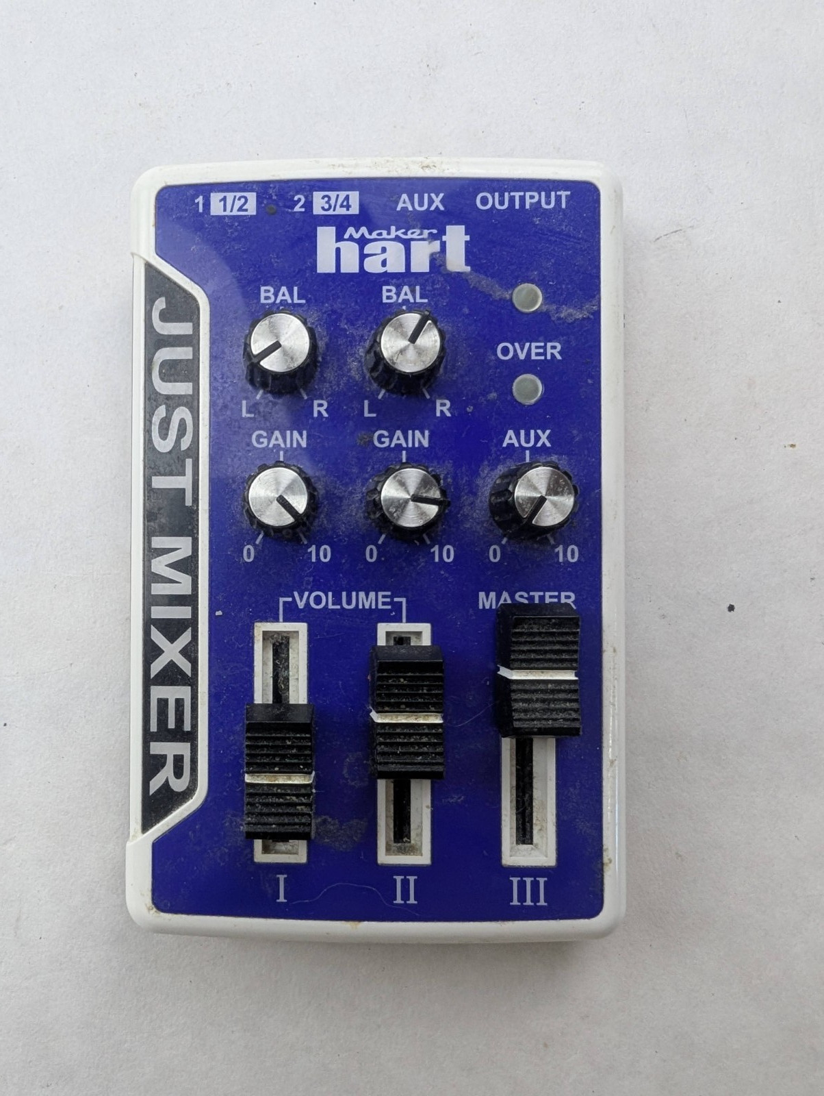 Maker Hart Just Mixer USB Stereo 3-Input Audio Mixer mini blue 4" audio