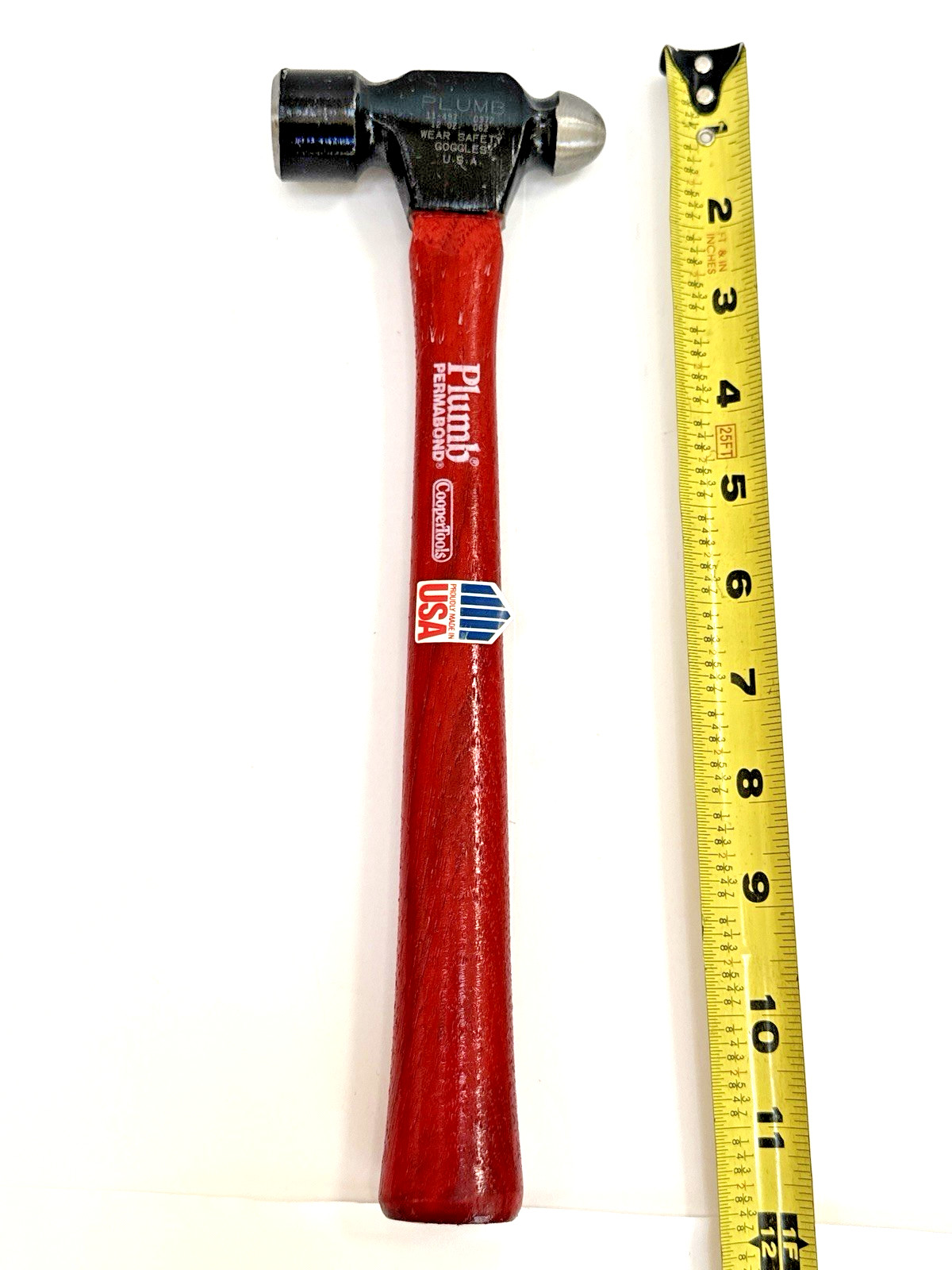 VINTAGE PLUMB PERMABOND 12oz. BALL PEEN WOOD HANDLE - BRAND NEW - Made in USA