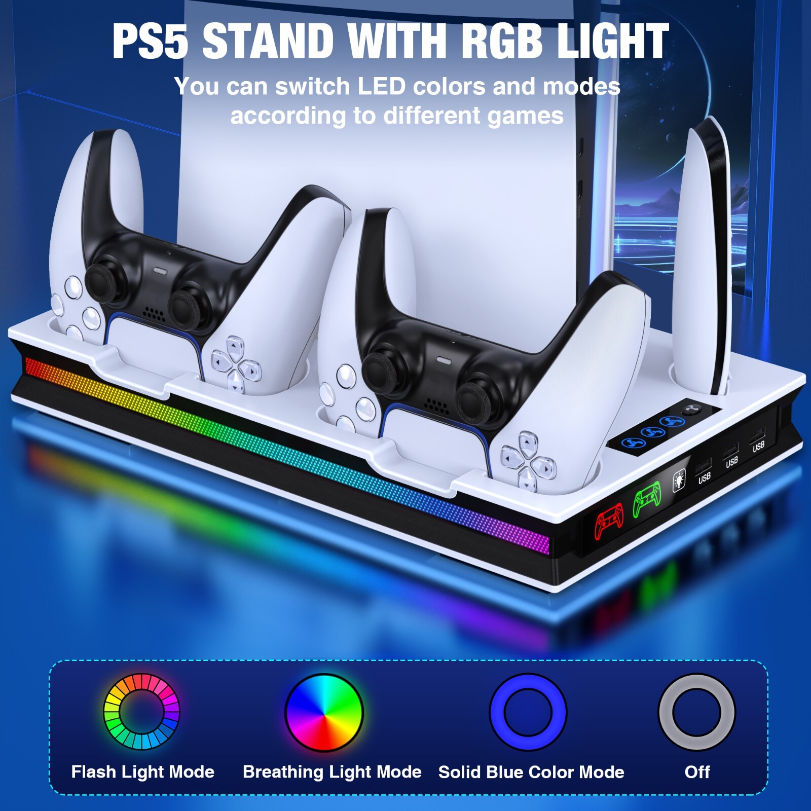 PS5 Stand Cooling Fan Dual Controller Charging Station Playstation 5 Accessories