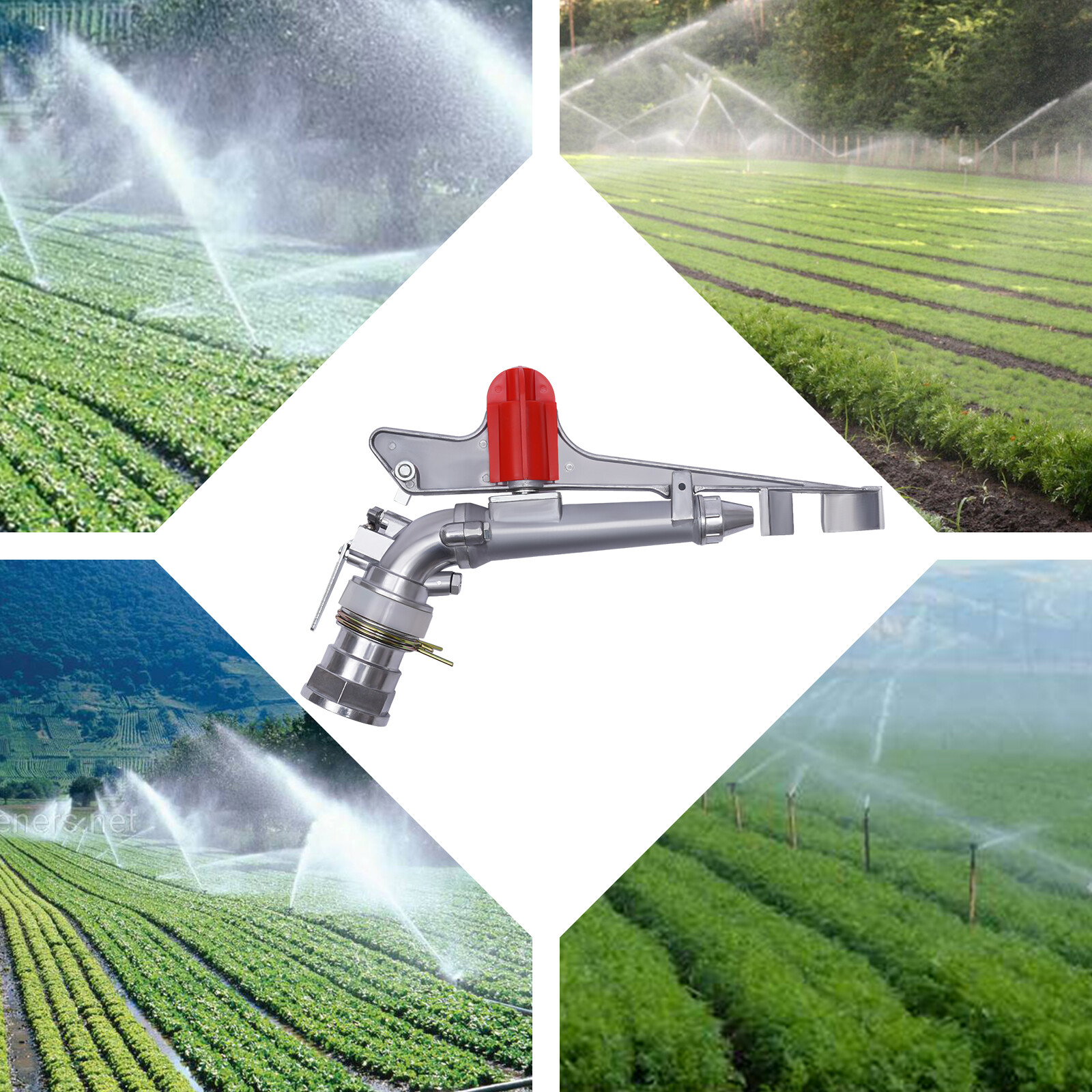 360° Rain Spray Gun Adjustable Impact Sprinkler Large Area Water Irrigation 2"