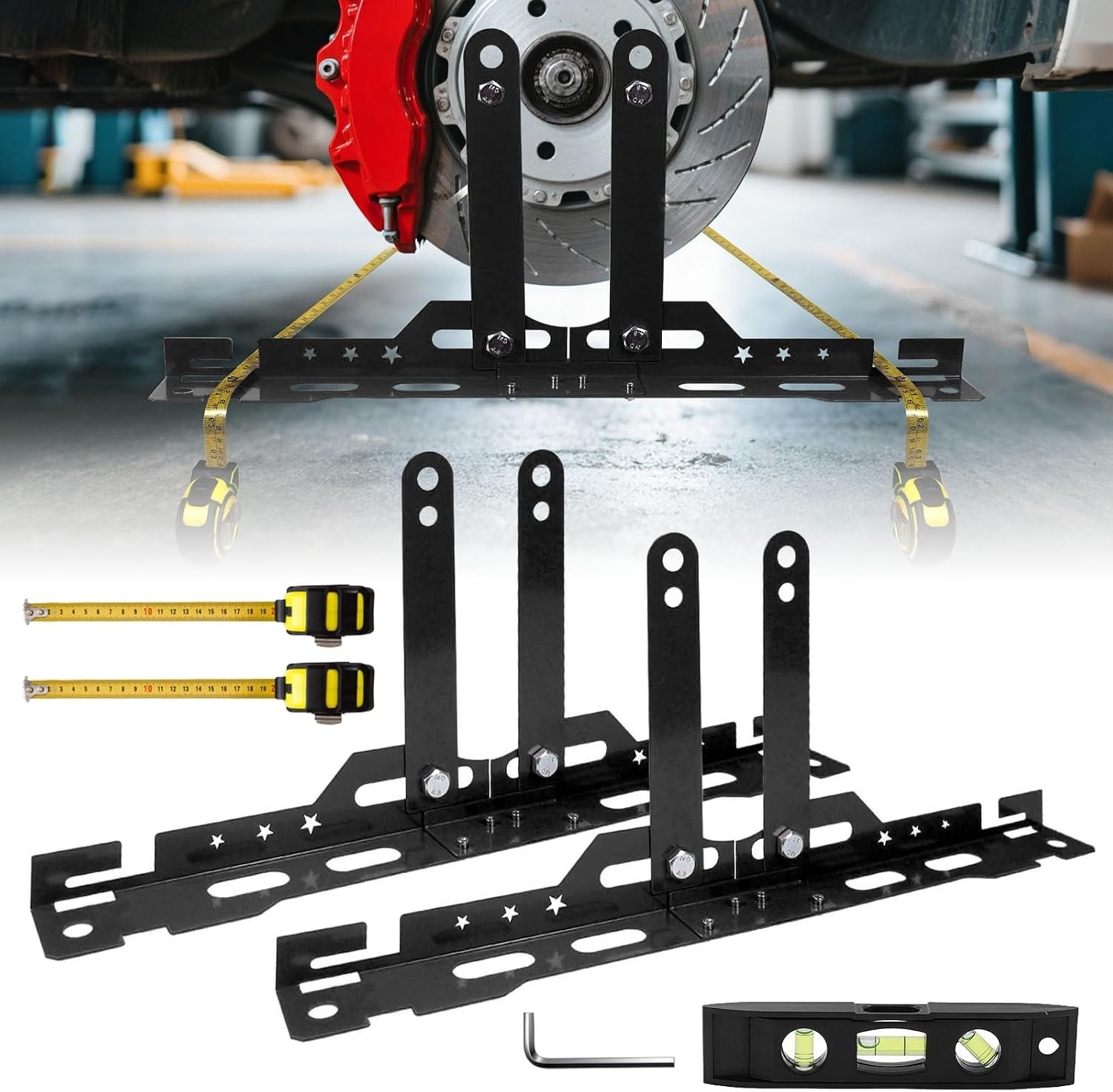 Precision Wheel Alignment Tool Kit with Heavy-Duty Toe Plates - Universal Fit