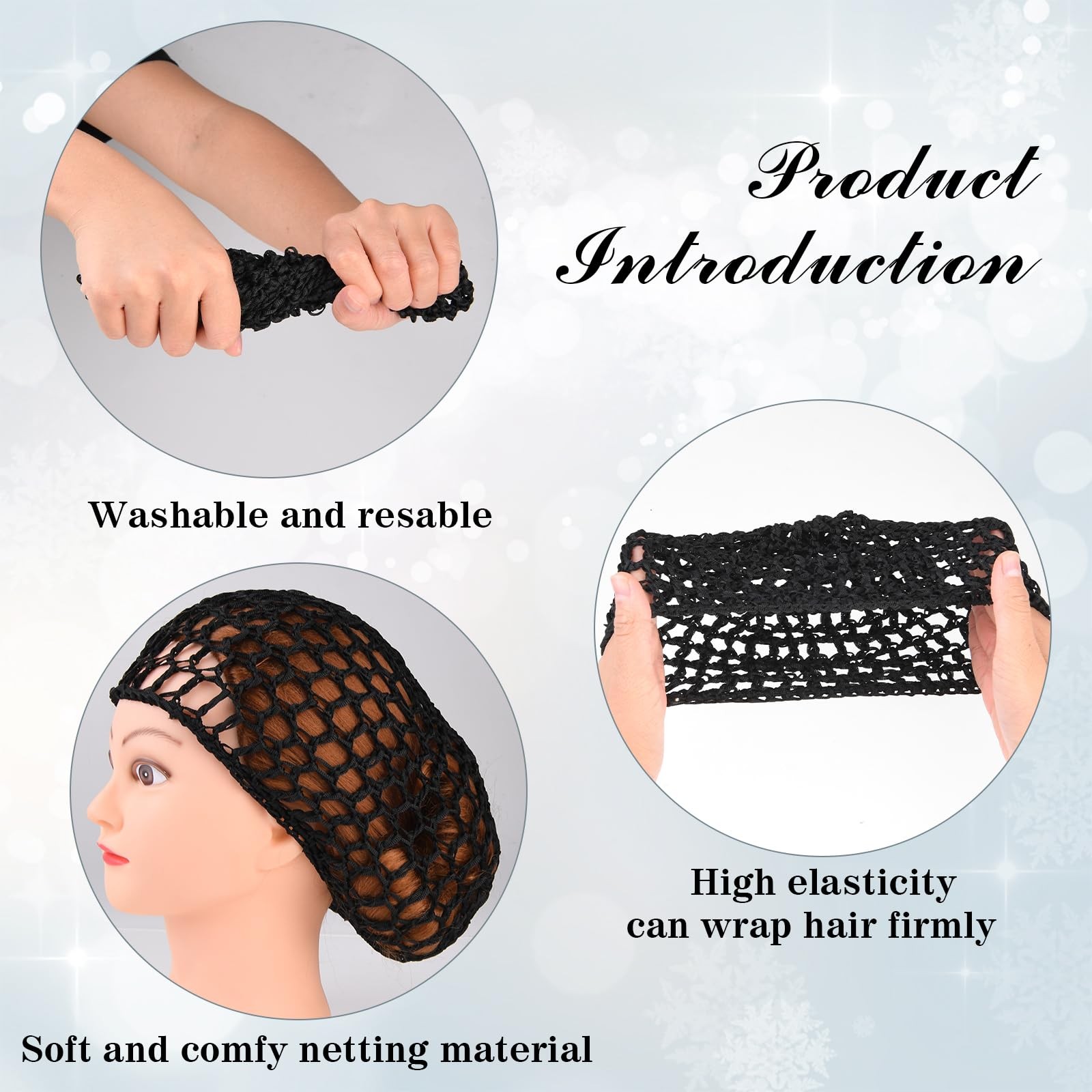 4 Pcs Mesh Crochet Hair Net Rayon Knit Snood Hat Women Hairnet Snoods Cover
