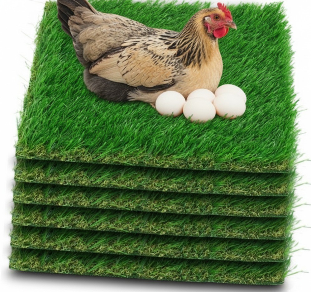 Artificial Grass Mats washable for Chicken Nesting and pet 12x12x1.35 inc 6 pack