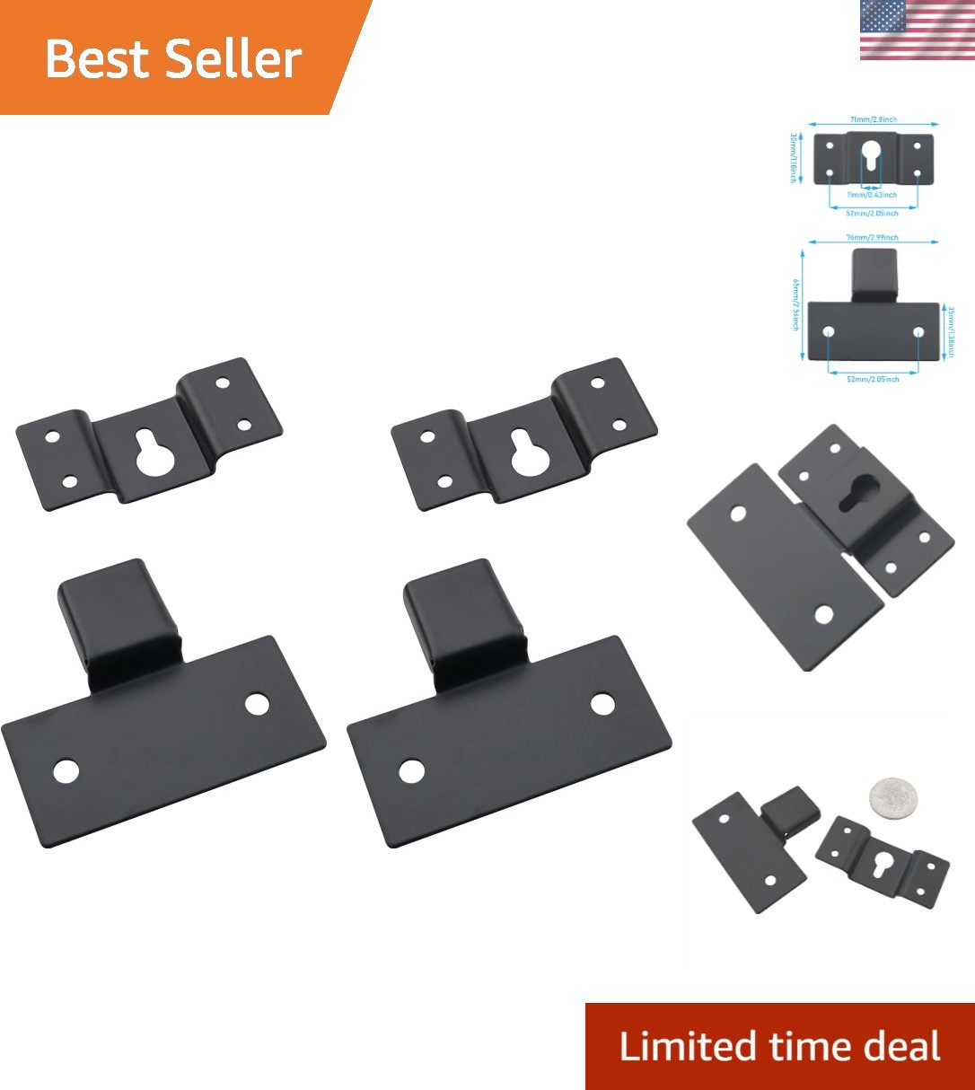2 Sets Heavy-Duty Wall Mount Speaker Hangers - Rust-Resistant Brackets for Audio