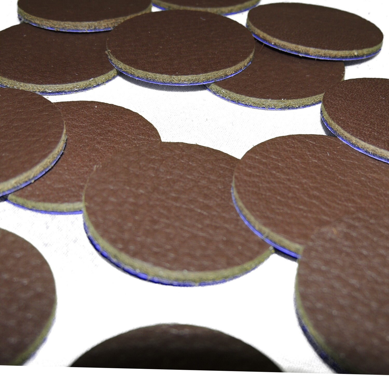 12 Adhesive Real LEATHER BUMPER PADS DISCS 1-3/8" Floor Chair Wood Pad Protector