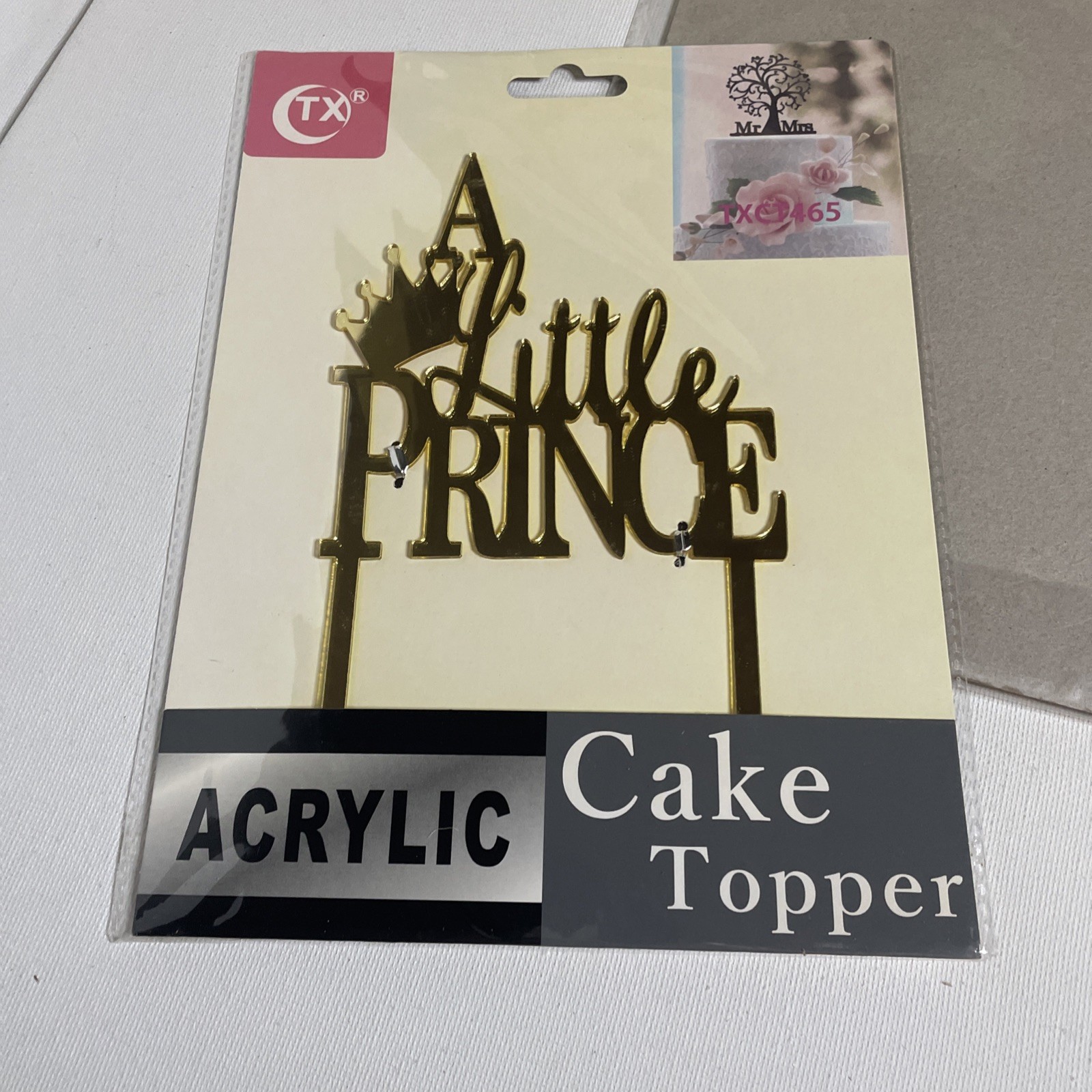 Birthday “A Little Prince” Cake Topper Acrylic, Gold Beautiful Topper Mirror