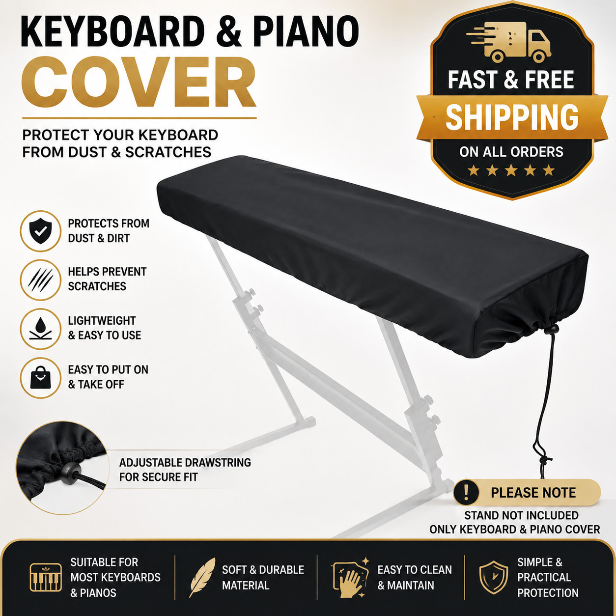 Music Keyboard Cover Piano Protector Waterproof 61/88 Key Digital Dust Cover