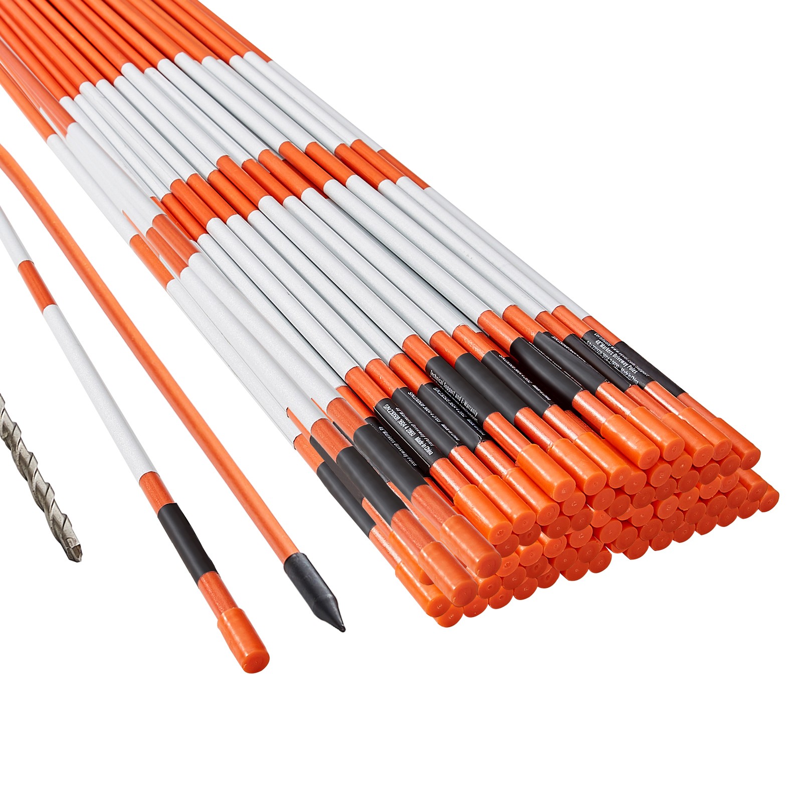100/50/30 PCS 48" Driveway Markers Orange Snow Plow Stakes Fiberglass Rod