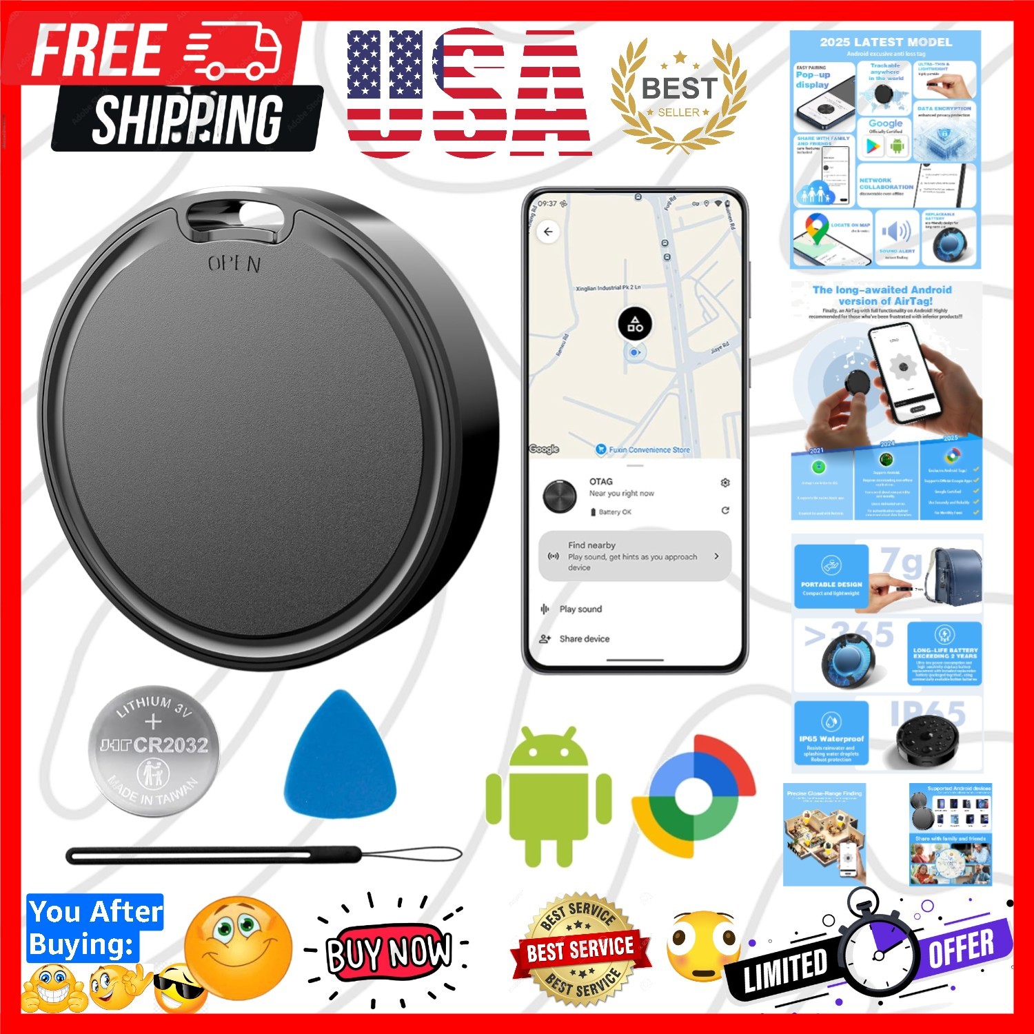 Air Tags for Android,Air Tags-1 Pack Android,Android Tracker Tags,2  Battery ...