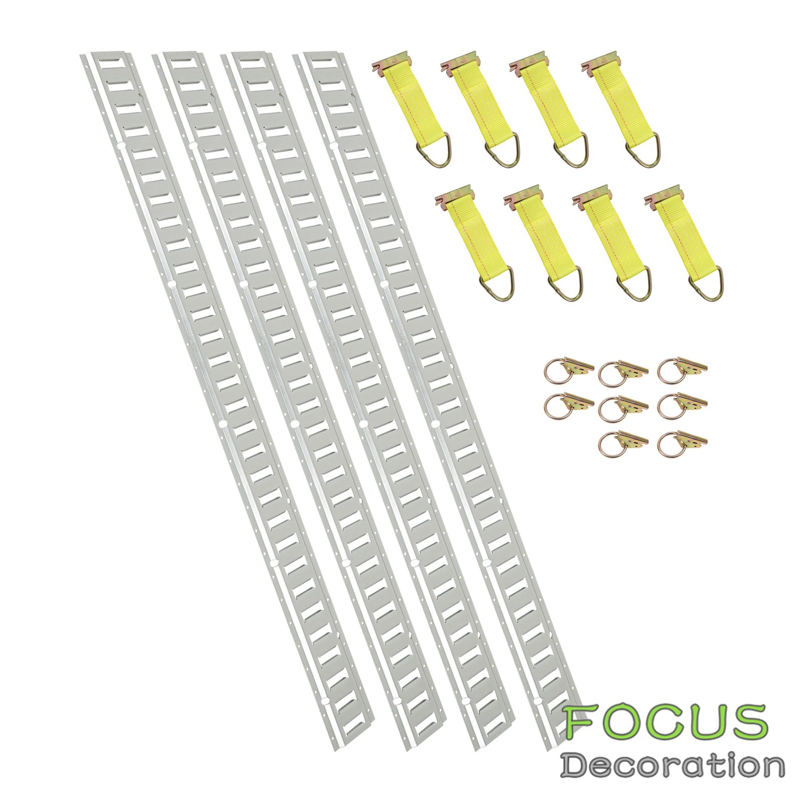Fit For 5' E Track Rails 8 O Rings 8 Rope Tie Offs 4 Galvanized Horizontal