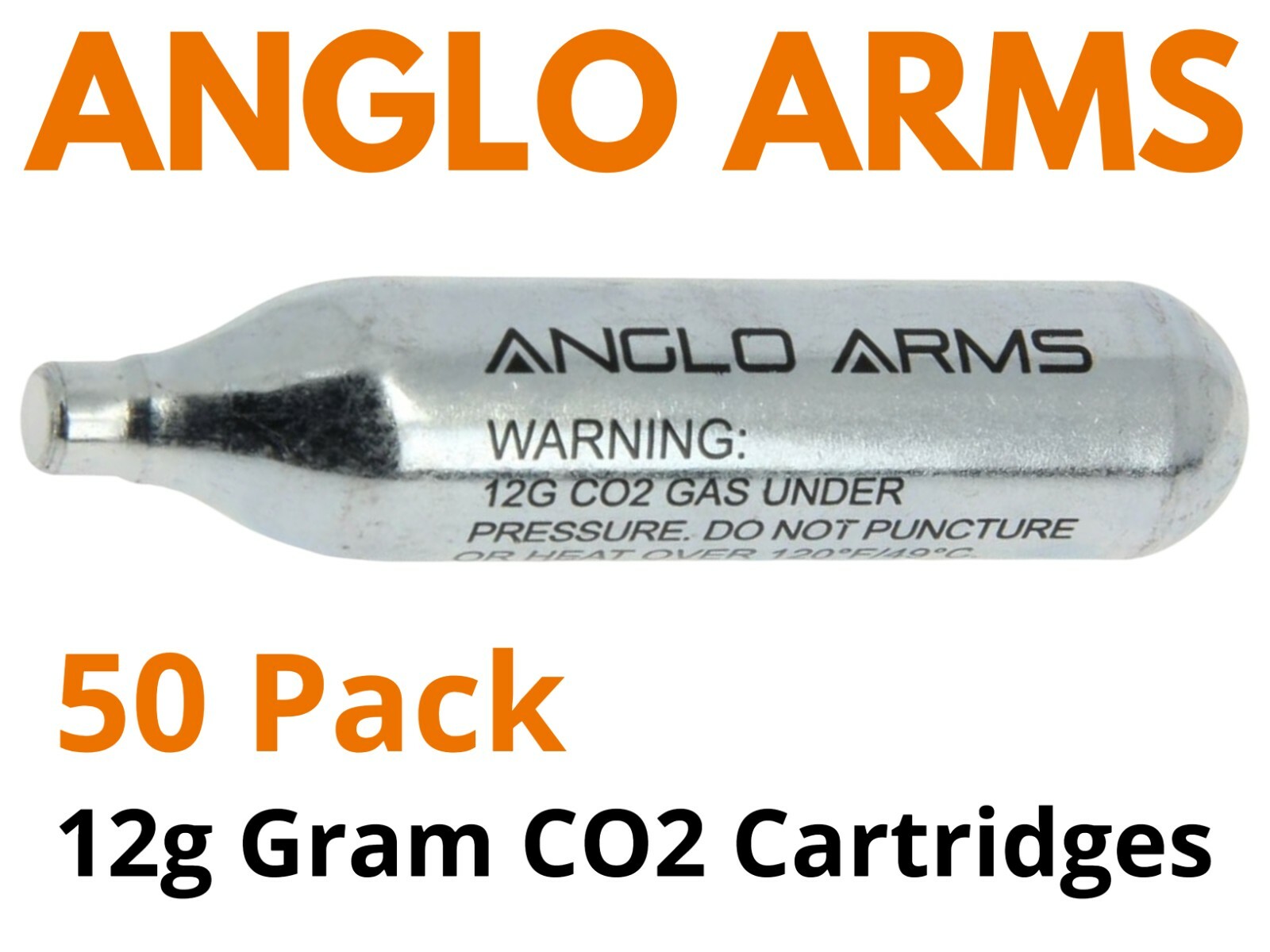 [50 Pack] Anglo Arms 12g Gram CO2 Gas Capsule Cartridge Air Gun Rifle & Pistol