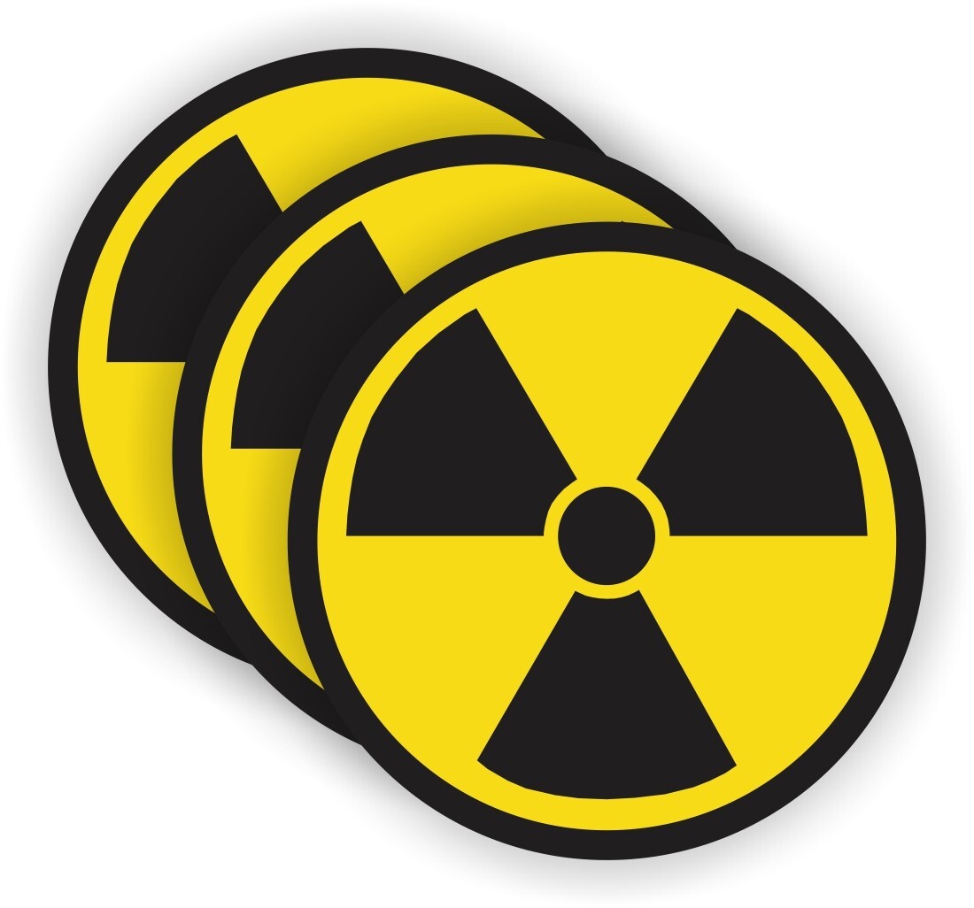 3pcs Radiation Symbol Hard Hat Stickers Helmet Decals Radioactive Biohazard