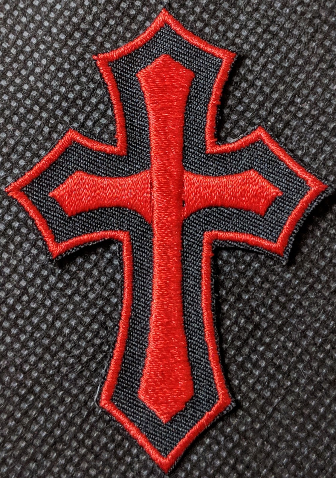 Red Cross Gothic Cross Christian Cross Embroidered Biker Patch