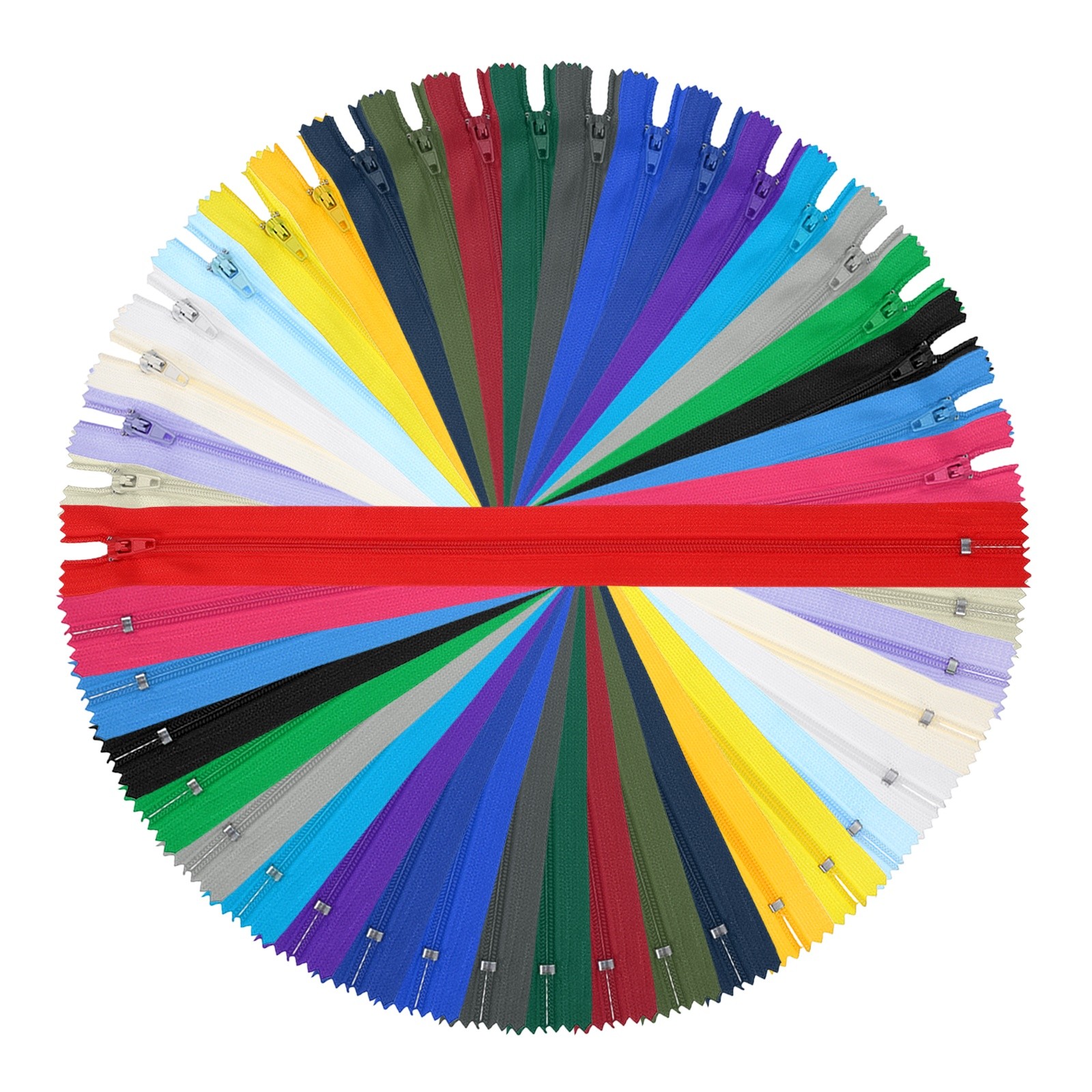 13 Inch Nylon Coil Zippers, #3 Mixed Color Sewing Zippers,Pack of 22