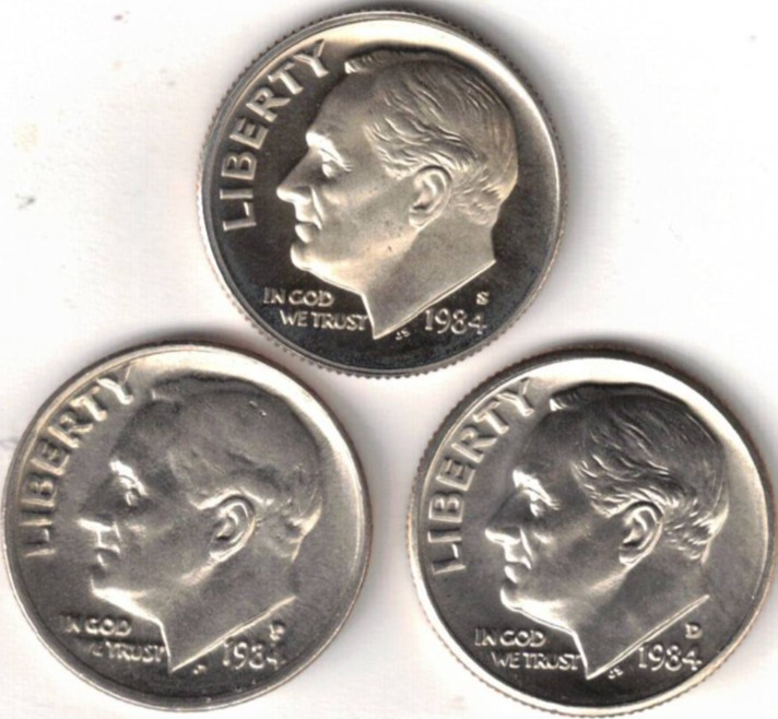 1988 Three Uncirculated Dime Types The San Francisco is From a Proof Set!