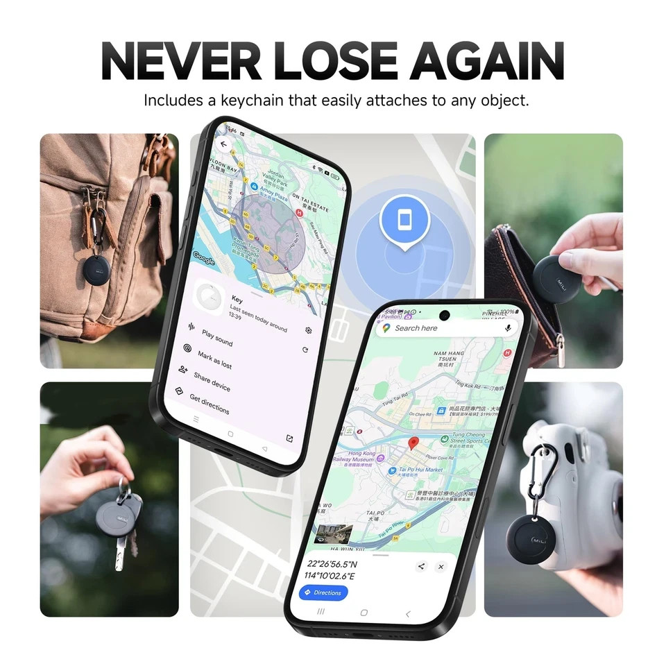 MiLi MiTag Bluetooth Tracker for Android, Smart Air Tracking BLK, 4PCS