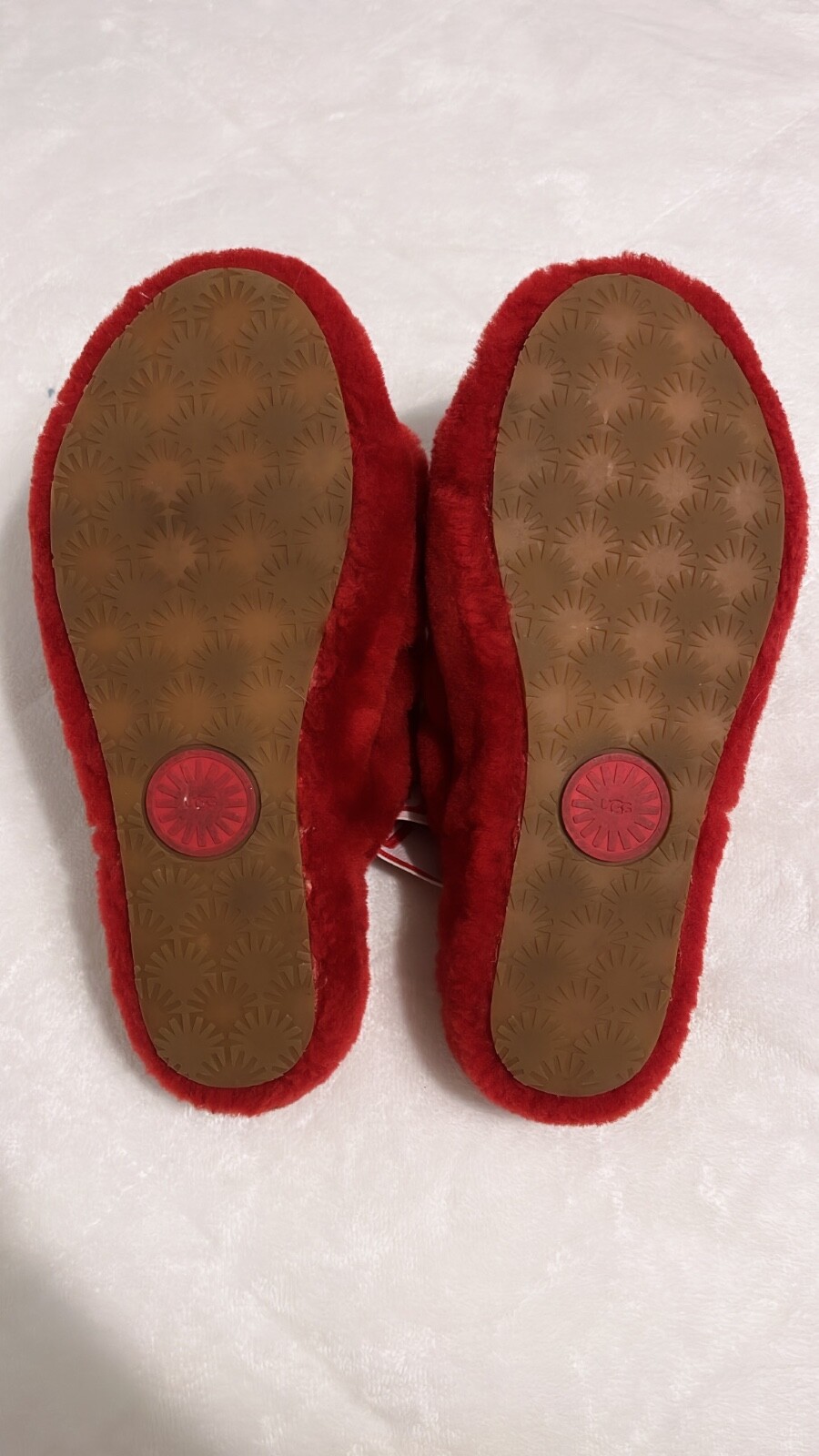 Great Condition Ugg Fluff Yeah Slides Red Womans Size 7 US