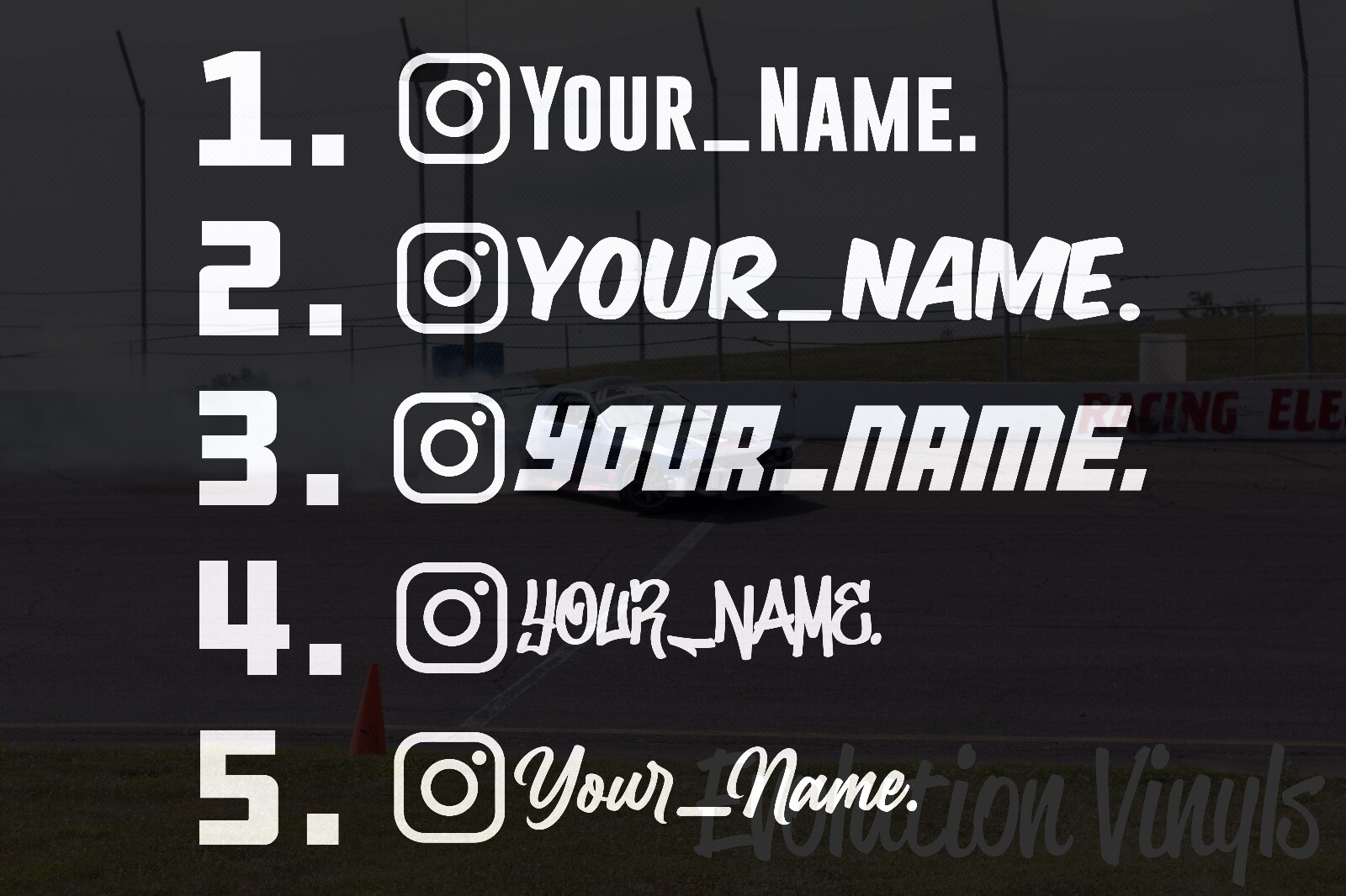 Personalized Instagram Sticker Vinyl Decal (x2) Car Window IG Username Drift JDM