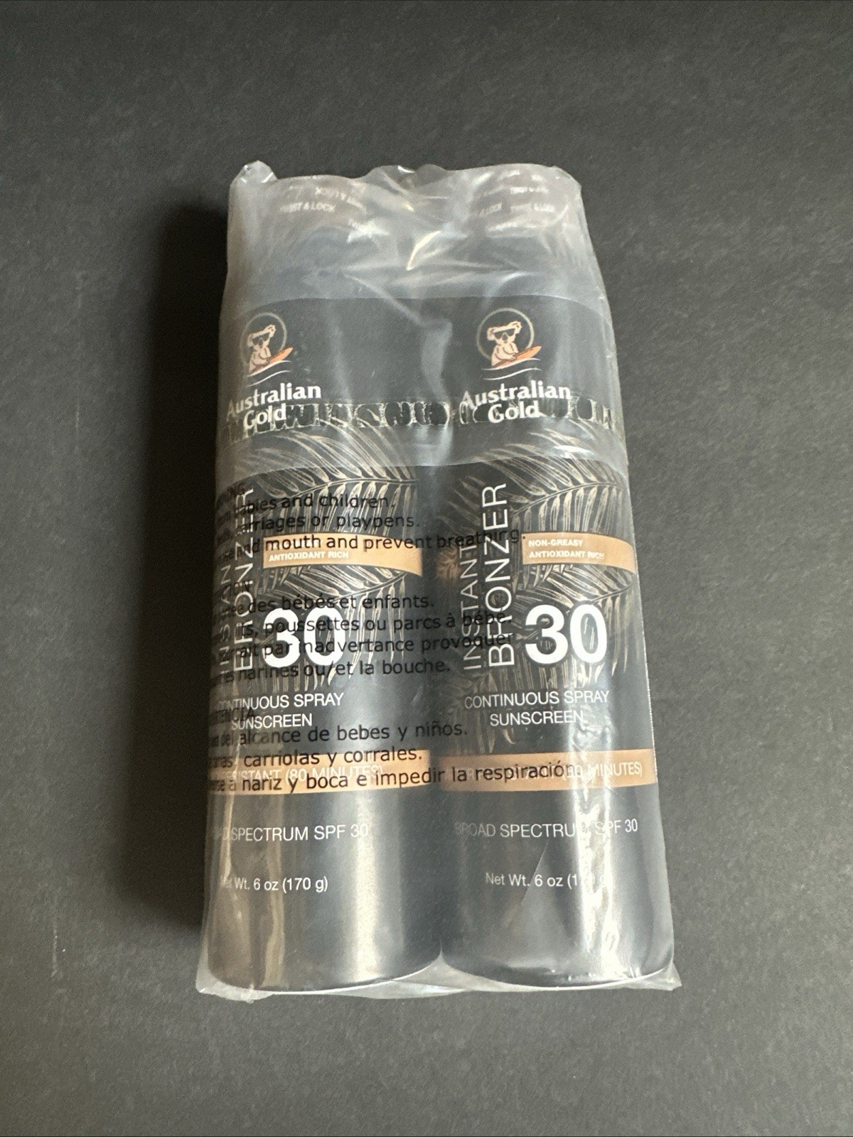 2x AUSTRALIAN GOLD Instant Bronzer Spray Sunscreen SPF 30 Self Tanning Tanner