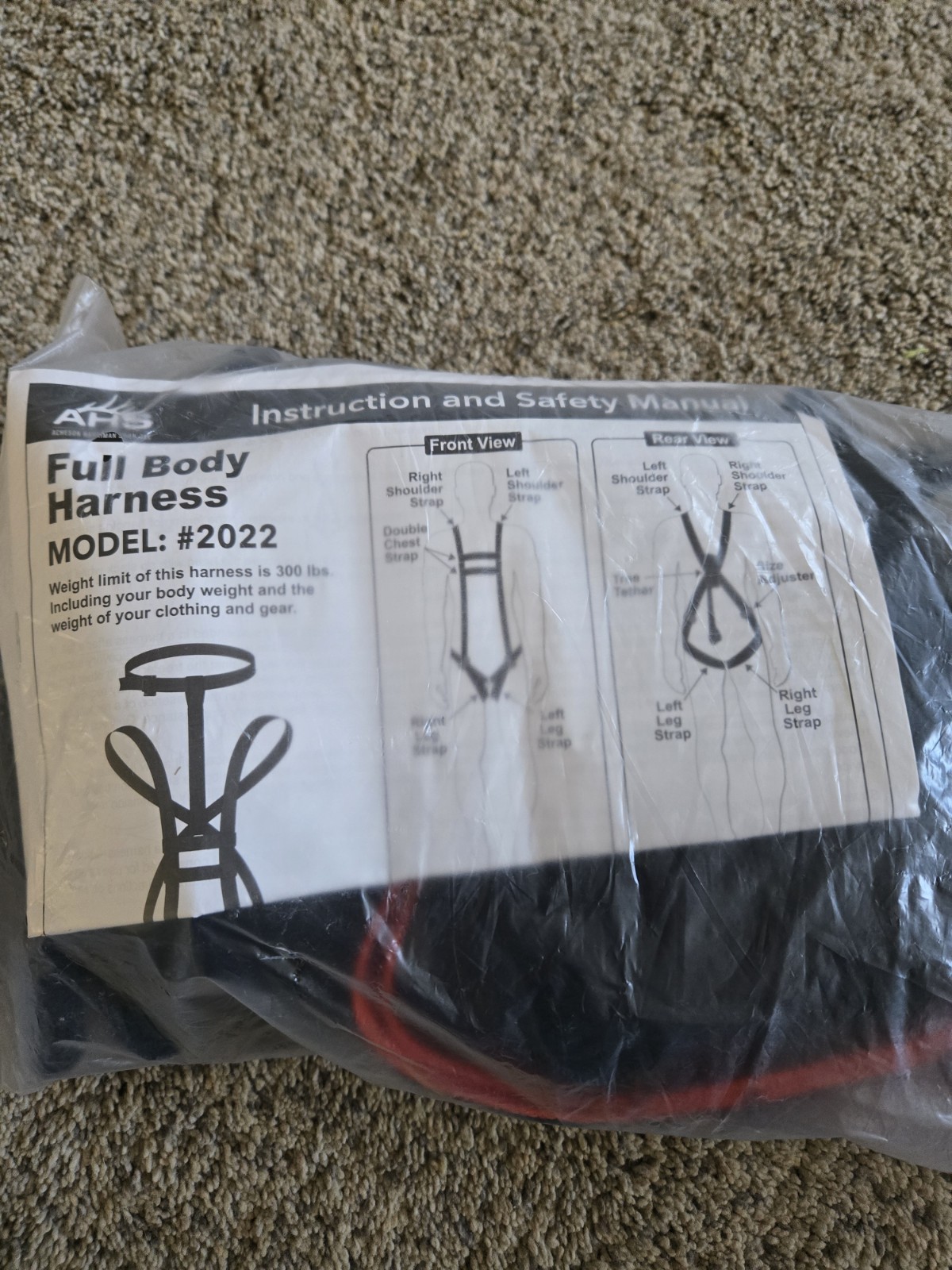 ATS Full Body Safety Harness Model 2022 Black Lightweight Fabric
