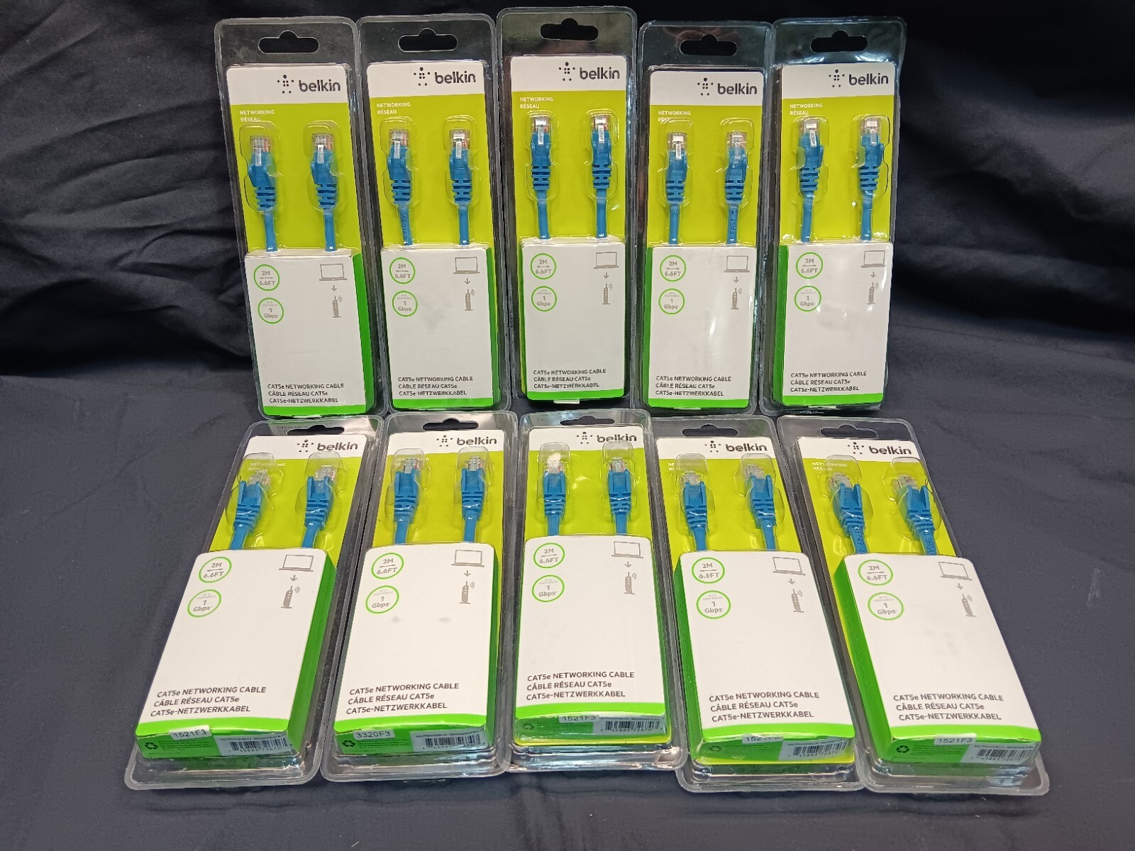 Belkin Cat5e Networking Cable 2M 6.6ft Blue Ethernet Cable Brand New- Lot Of 10