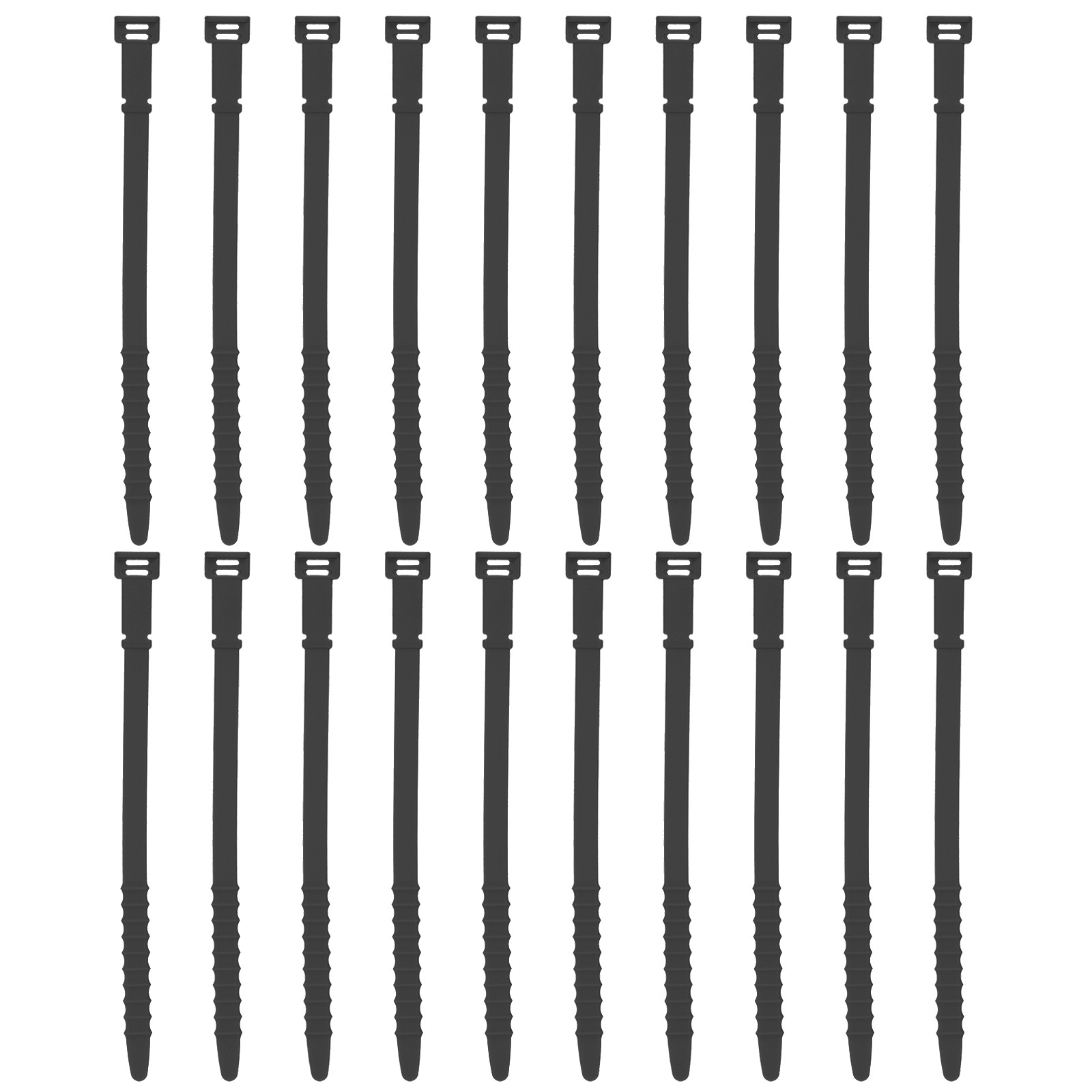 20Pcs Silicone Zip Ties 7 Inch Reusable Wire Ties Cable Organizer, Black