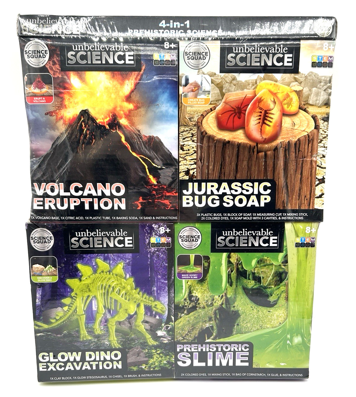 Unbelievable Science 4-in-1 Prehistoric Pack NEW SEALED Dinosaurs Jurassic