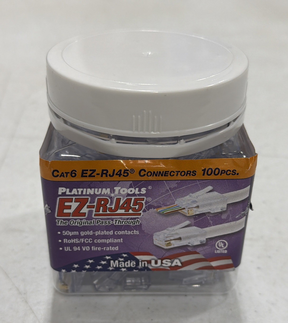 Platinum Tools 202010J EZ-RJ45 Pass-Through Cat6 Ethernet Cable Connectors 100