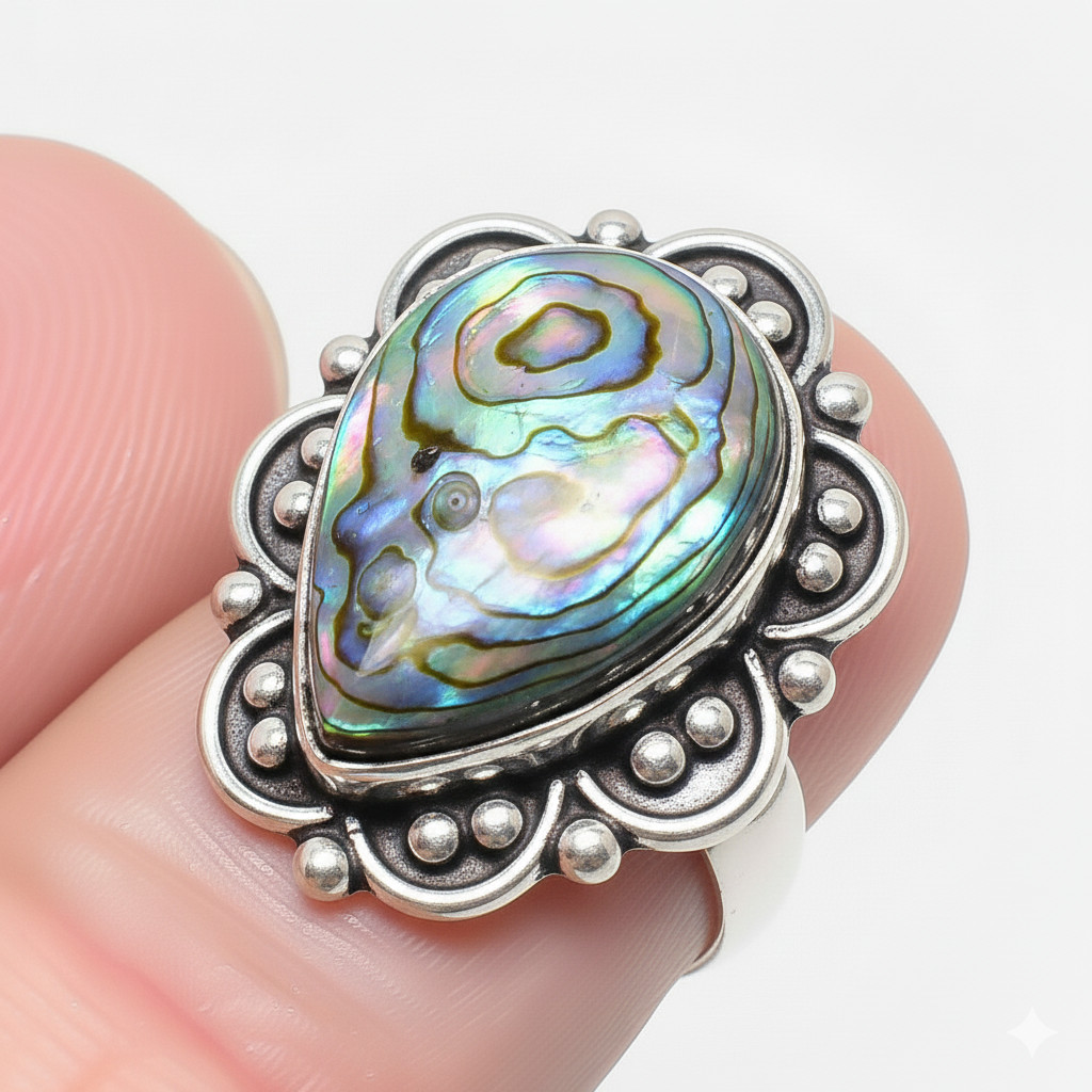 Abalone Shell Gemstone 925 Sterling Silver Jewelry All Size Ring For Gift