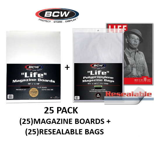 BCW - Life Magazine (25) Pack - Magazine Boards & Resealable Bags Set