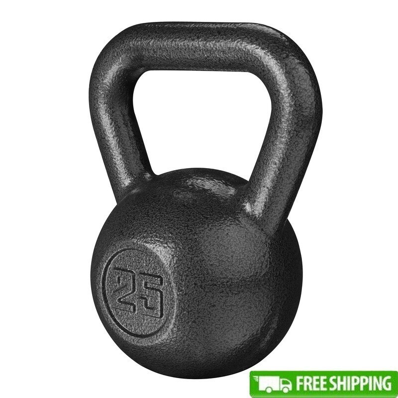25lb Cast Iron Kettlebell Durable Wide Grip Fitness Equipment Strength Training