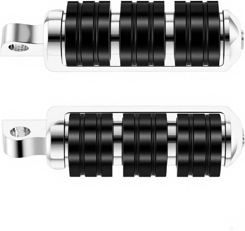 2 Pack Motorcycle Foot Pegs With Male Mount, CNC Aluminum Anti-Slip Rubber Inser