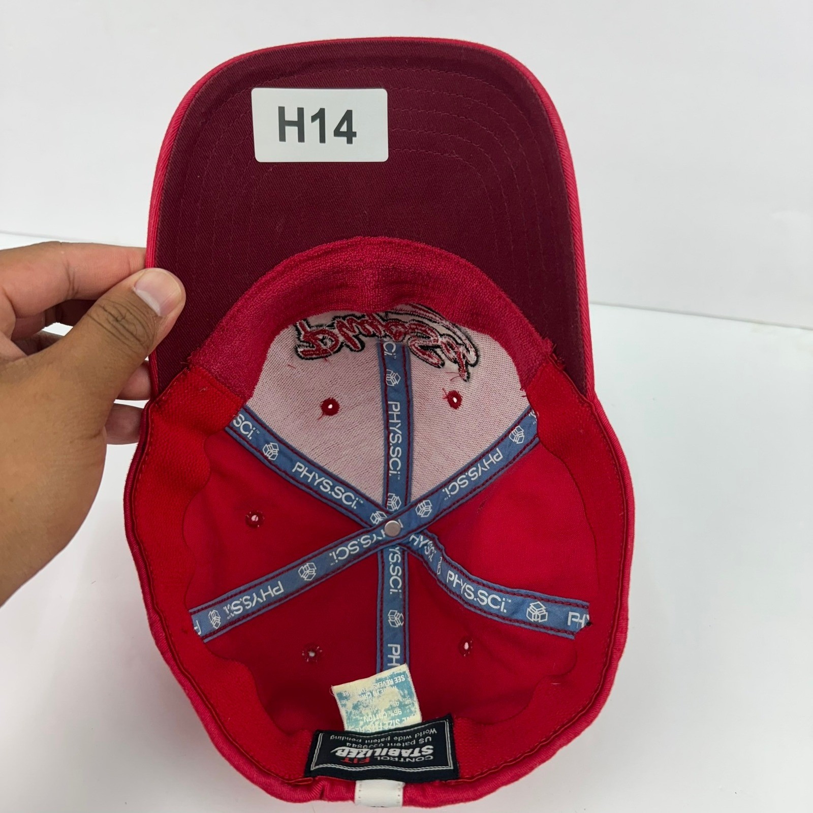 Phys Sci Red Baseball Cap Hat Embroidered Logo Adjustable Strapback