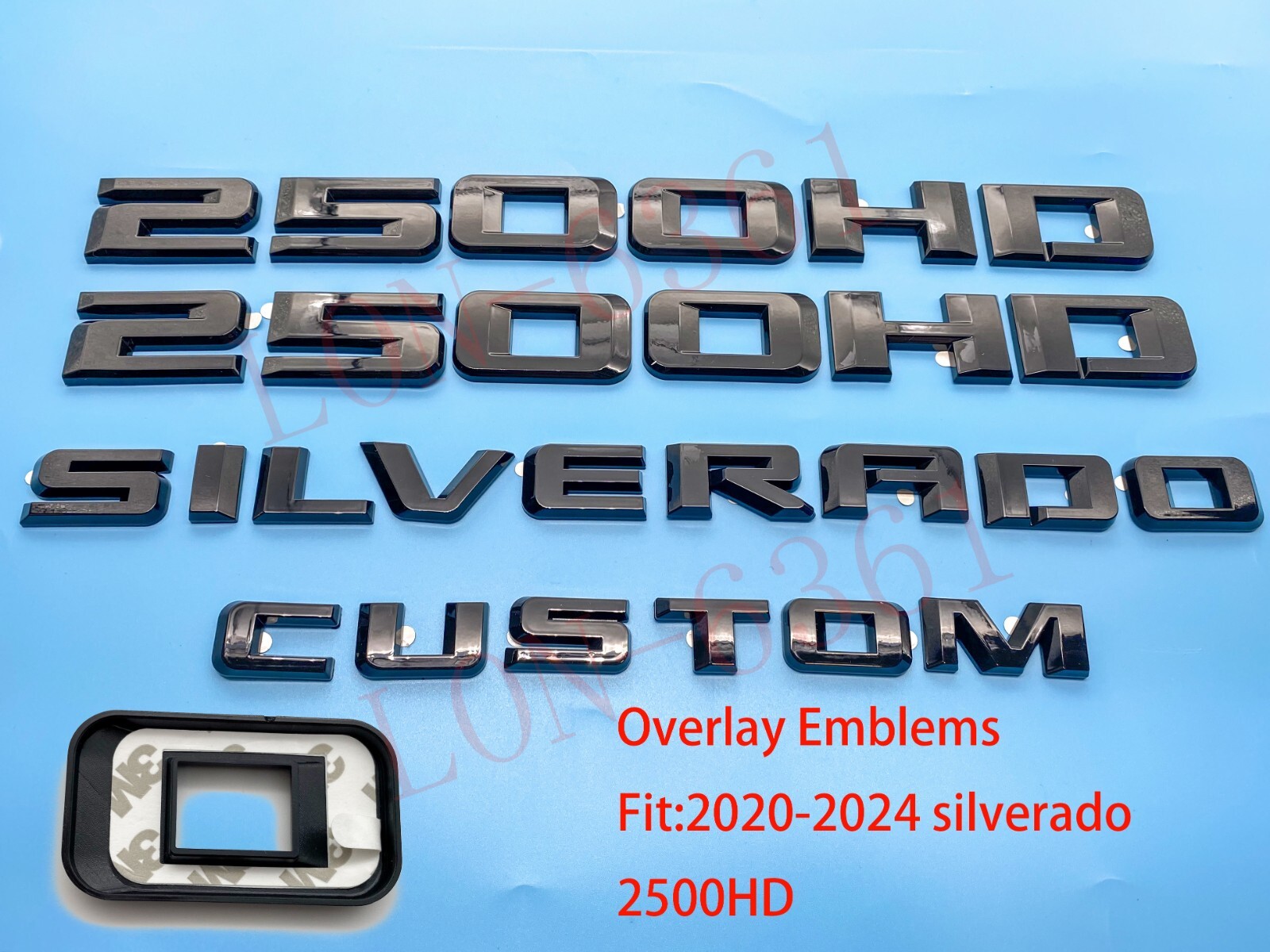 GLOSS BLACK  2020-2026 Chevrolet Silverado 2500HD Door Emblem Custom  Overlay