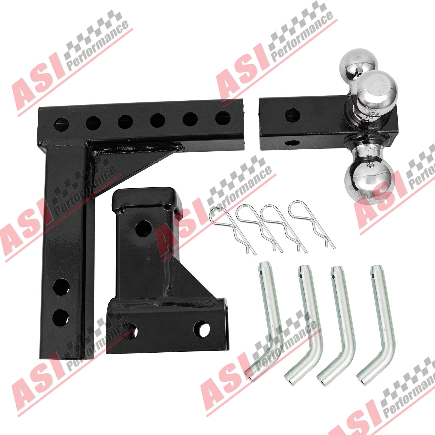 Black 3-Ball Adjustable Drop Turn Trailer Tow 2" Hitch Mount Towing Truck