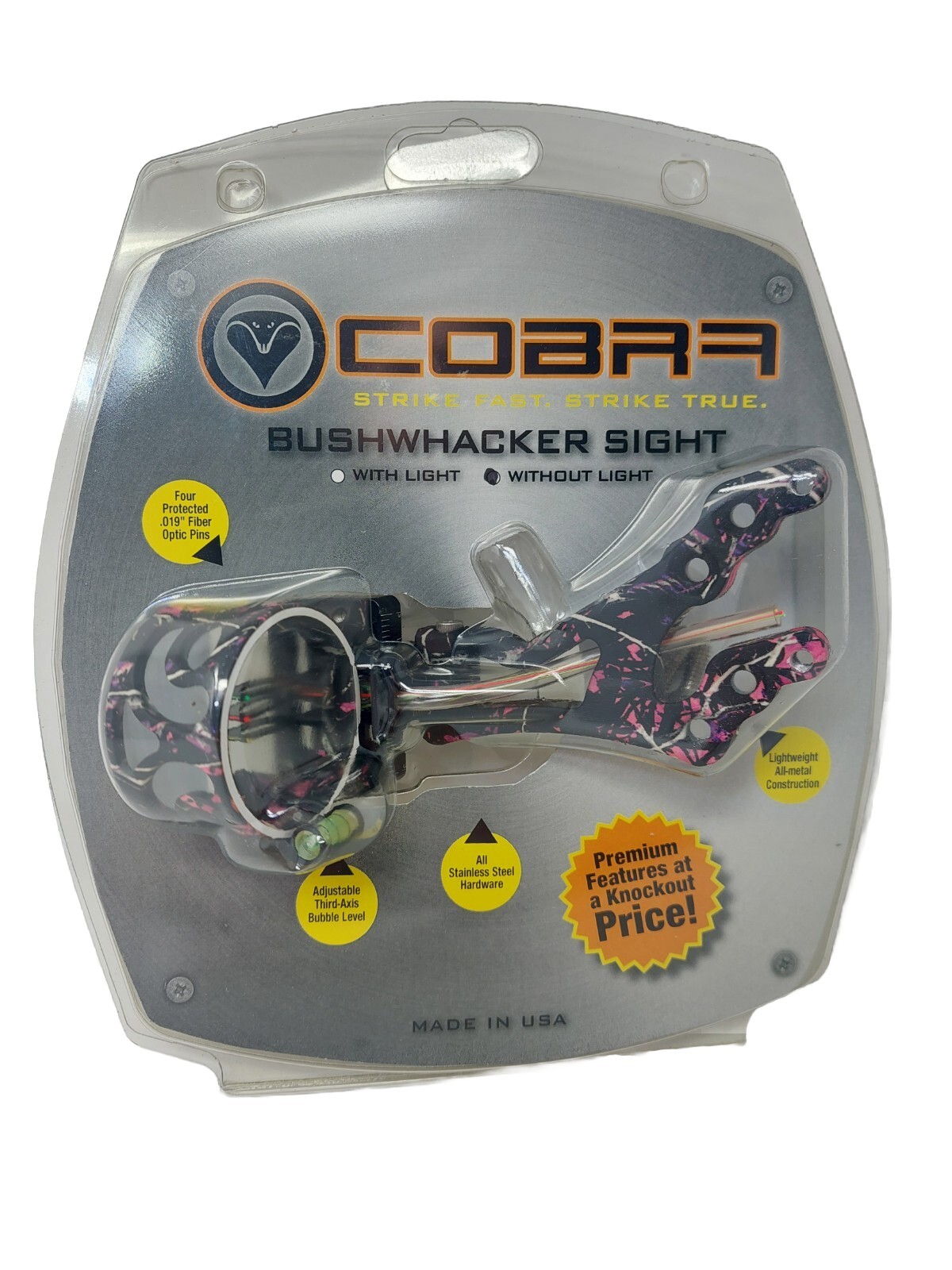 Cobra Bushwhacker 3-Pin Sight: .019" Pins Muddy Girl Pink Camo C-674 MG NEW