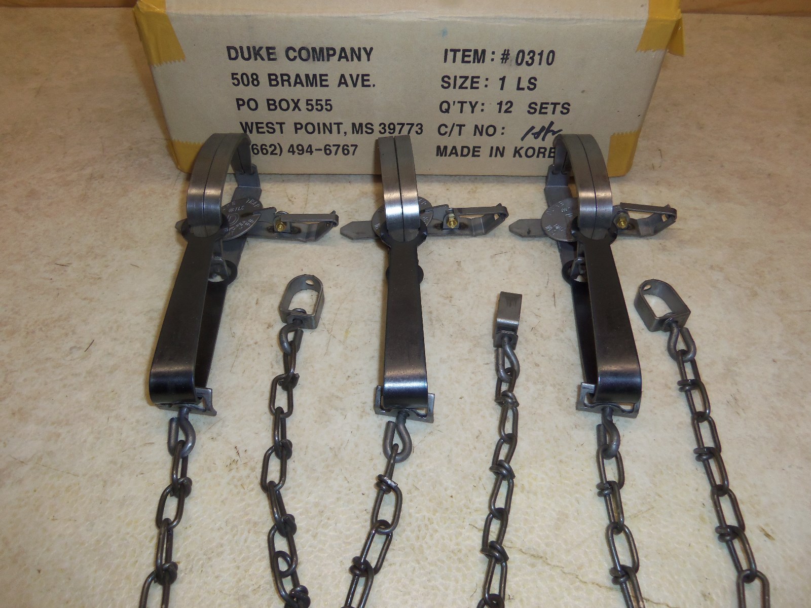 3 Duke #1 Long Spring Traps 0310 Mink Muskrat Trapping Nuisance Control 4"