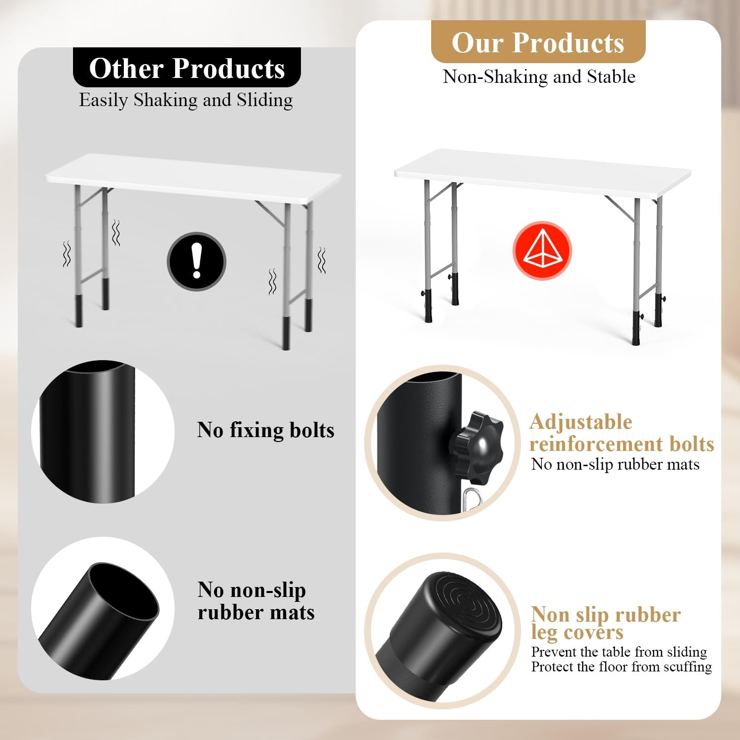 Adjustable Table Risers & Leg Extenders,4 Pack Height Extensions for Straight...