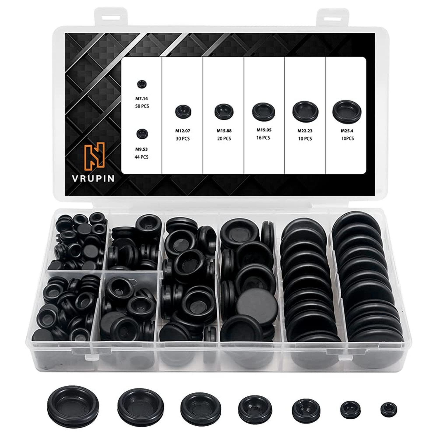 Vrupin 188 Pieces Rubber Grommet Kit – Rubber Plugs for Round Holes, Wirin