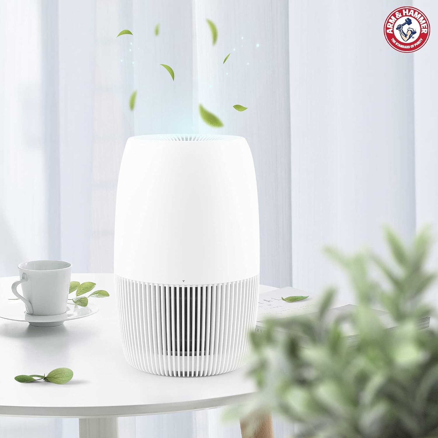 Arm & Hammer, AH301W HEPA Desktop Air Purifier for Home Office, Pearl White