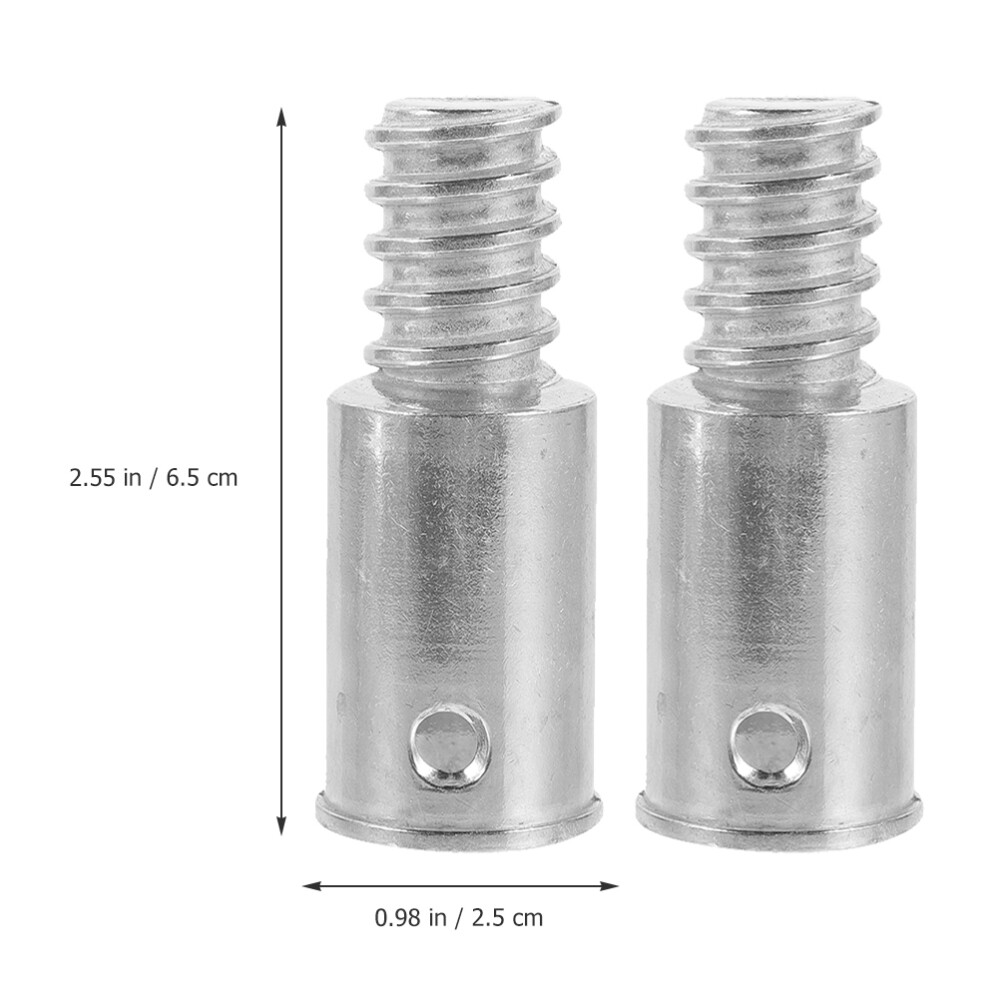 2pcs Broom Extension Pole Adapter Tips Metal Threaded Handle Tips End Adapter