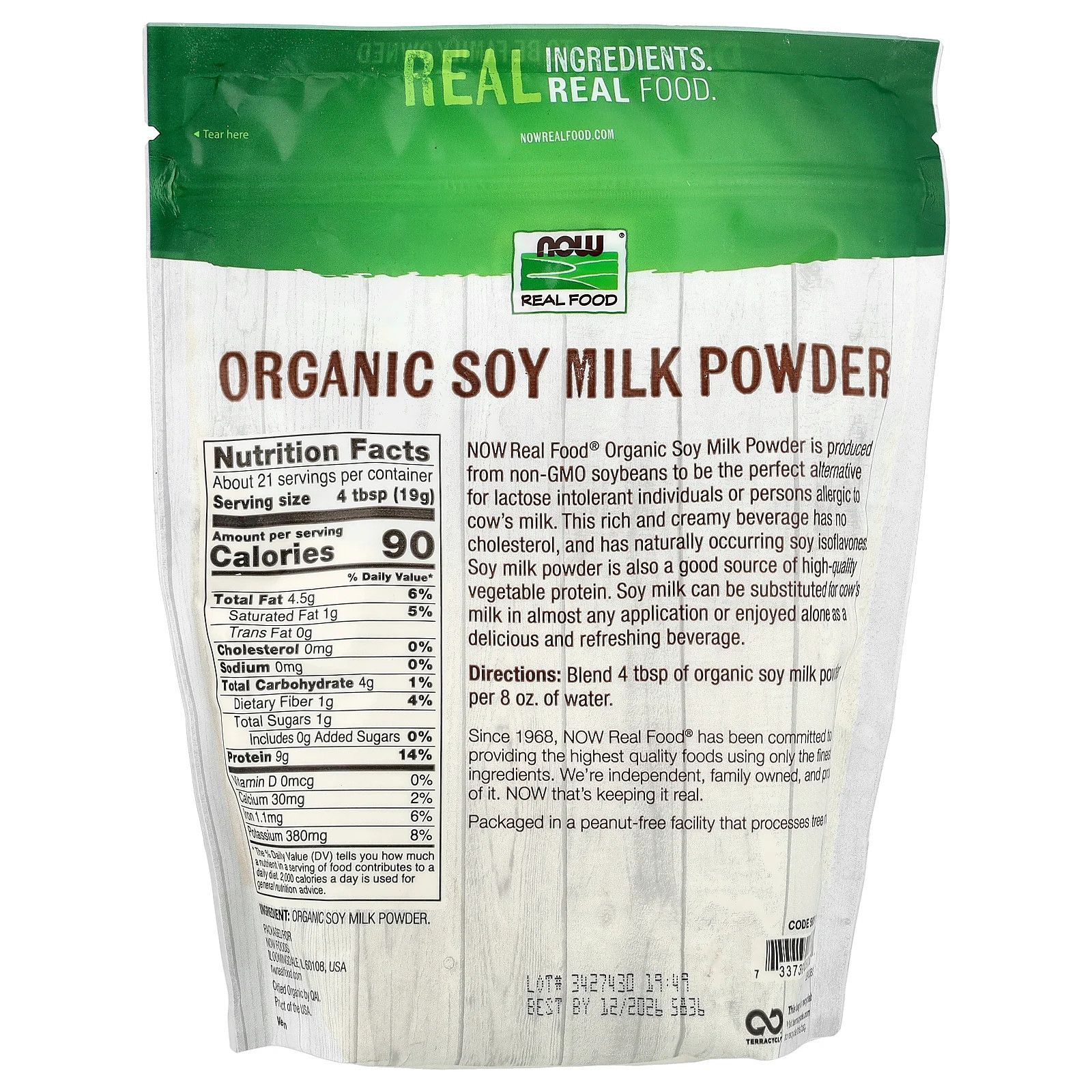 Real Food, Organic Soy Milk Powder, 14 oz (397 g)