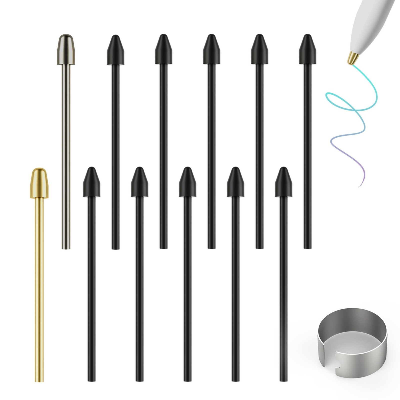 for Remarkable 2 Pen Tips,AHBTEYM Metal Tips,Replacement 12PCS-Gold/Sirvel