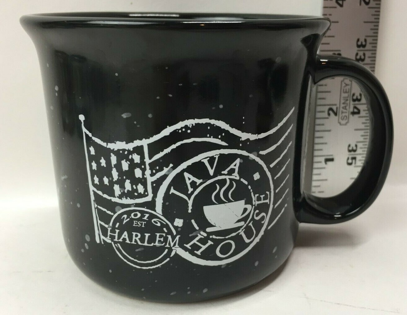 Java House Black White Speckles Ceramic Coffee Camping Mug