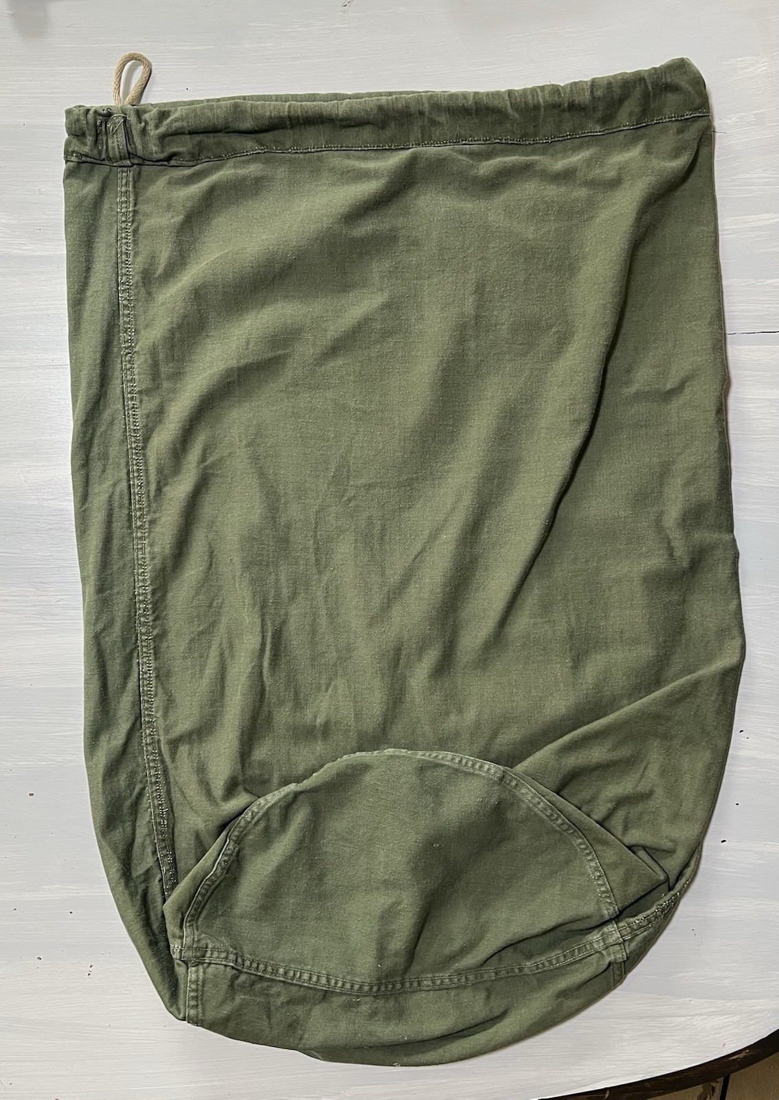 Vintage 1950 US Military Bag Duffle Canvas Olive Green OG Laundry Tote 30” X 21”