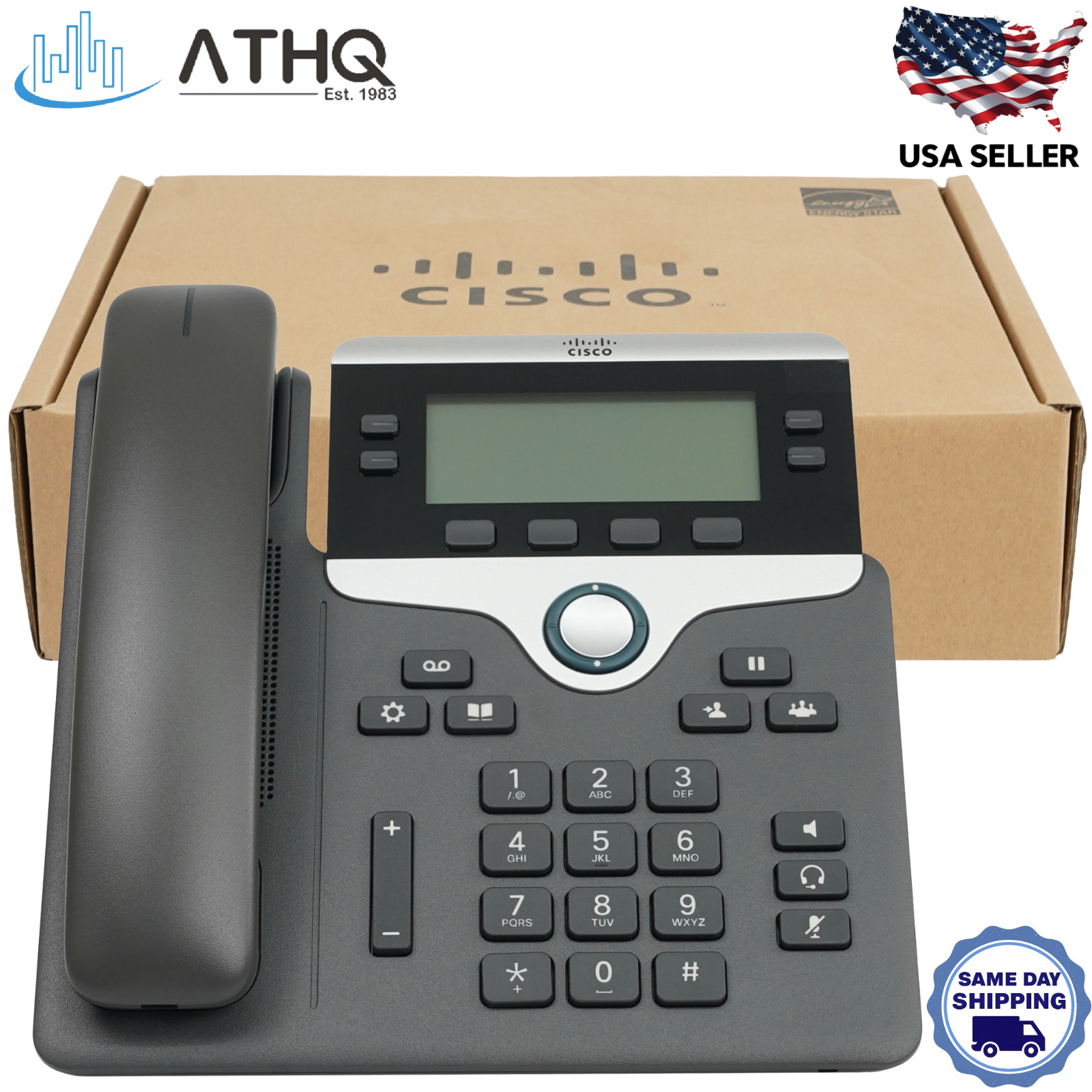 Cisco CP-7841-K9 4-Line Gigabit VoIP IP Phone PoE Office Desk 2 Year Warranty