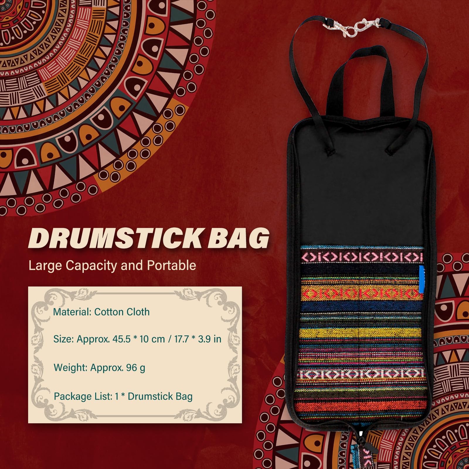 Drum Stick Bag Portable Holder Hanging Case Exotic Percussion Accessory Bag