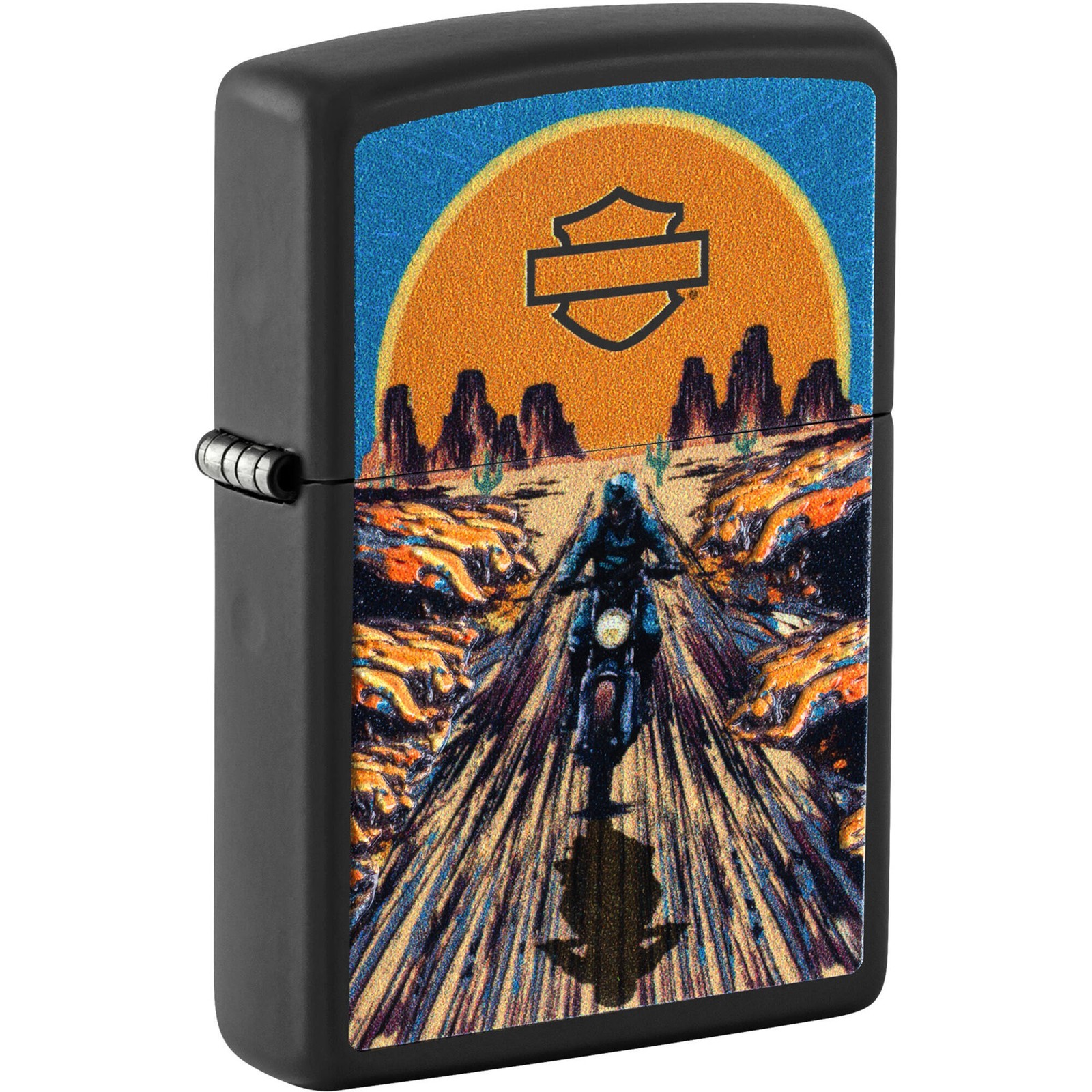 Zippo Windproof Lighter Texture Printed Harley-Davidson Design Black Matte 46861