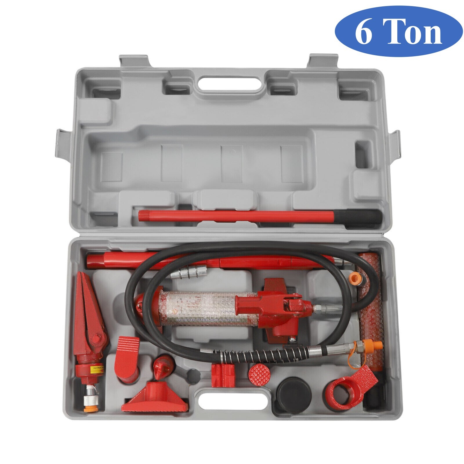 6 T 8800lb Porta Power Hydraulic Jack Auto Body Frame Repair Tool Kit Lift Ram