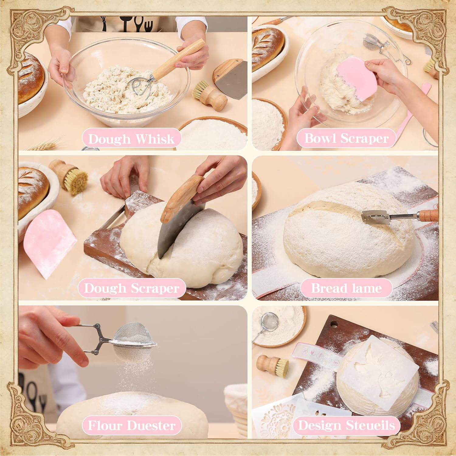 Sourdough Starter Kit, Sourdough Bread Baking Supplies with Banneton Bread Proof
